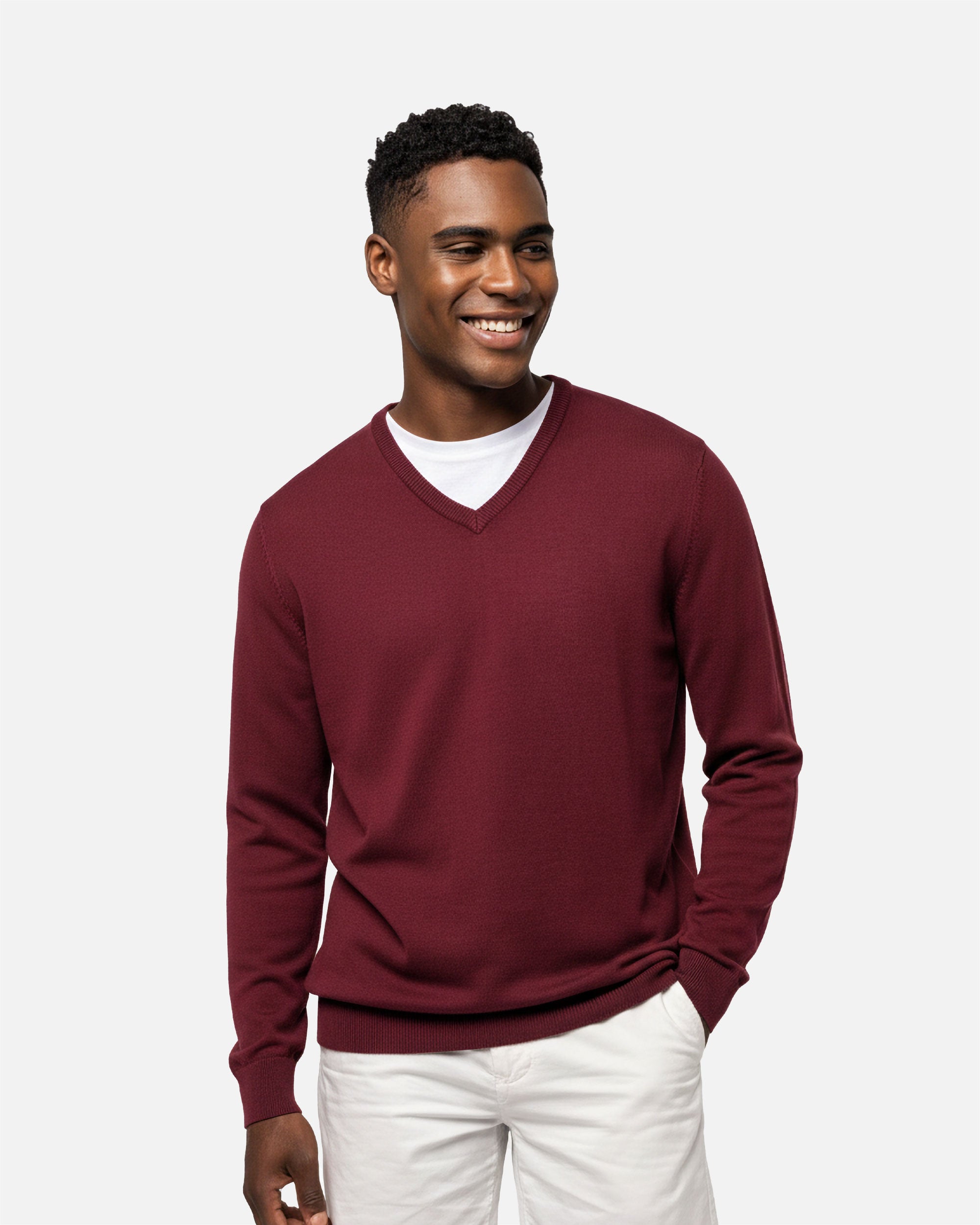 Herren Pullover mit V-Ausschnitt 2.0 Burgundy von VIVID
