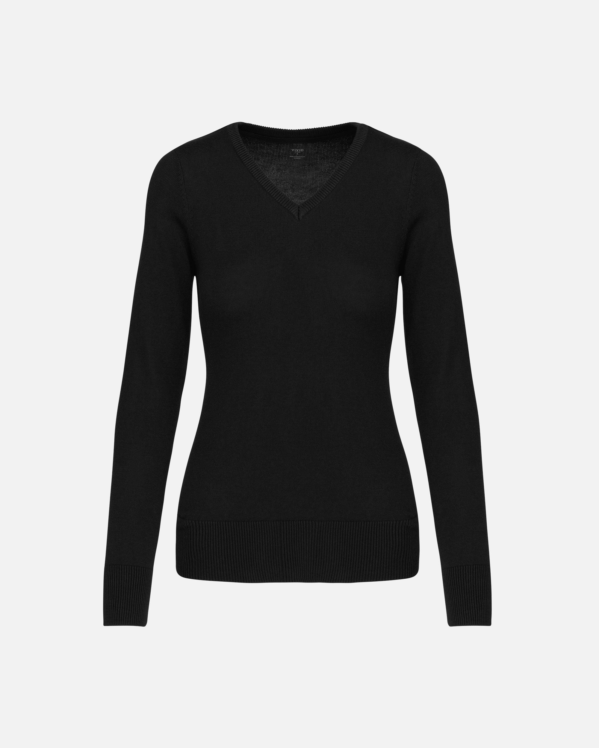 Damen Pullover mit V-Ausschnitt Black von VIVID