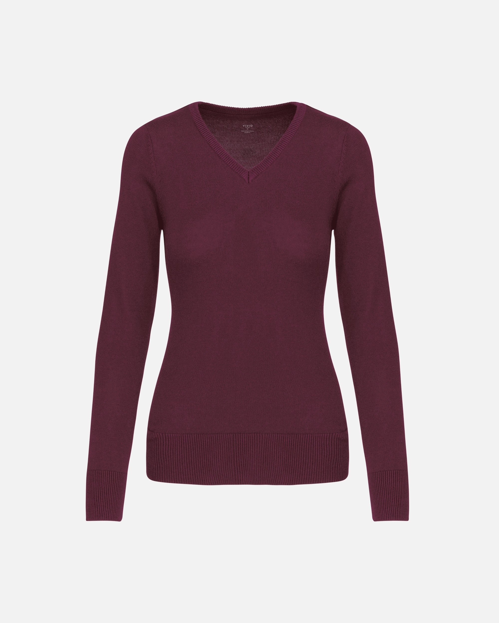 Damen Pullover mit V-Ausschnitt Burgundy von VIVID