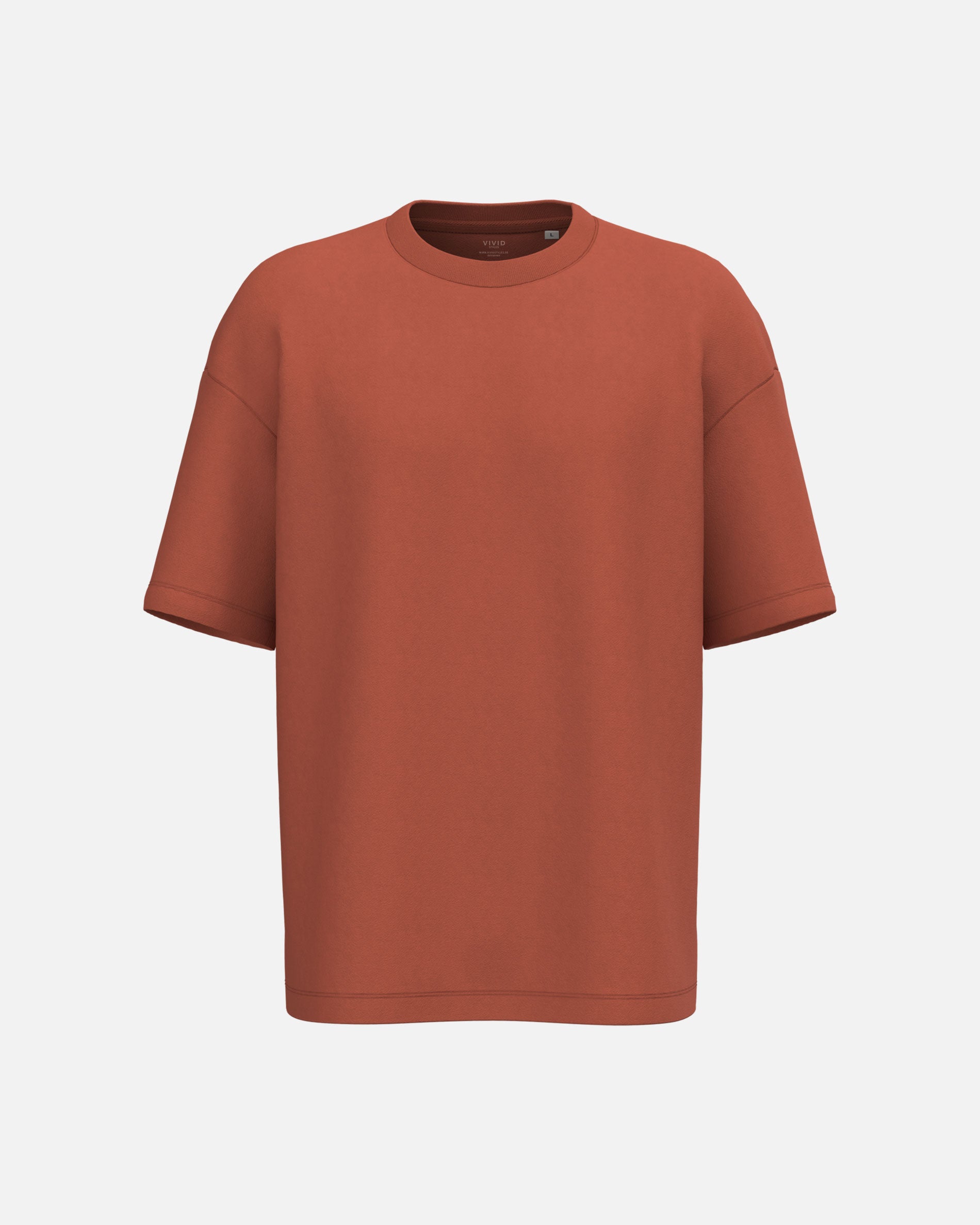 Übergroßes Unisex French Terry T-Shirt Burnt Brick von VIVID