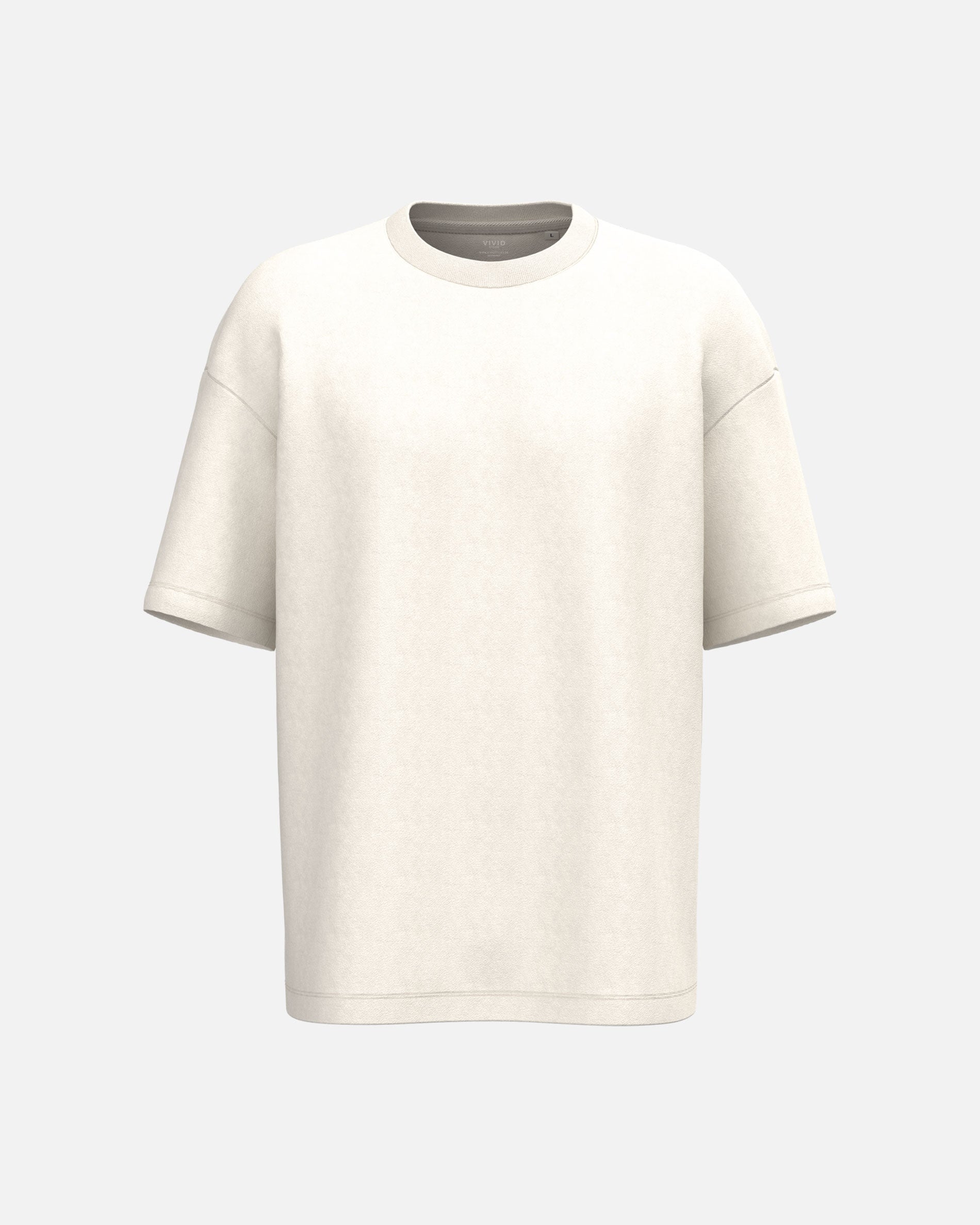 Übergroßes Unisex French Terry T-Shirt Ivory von VIVID