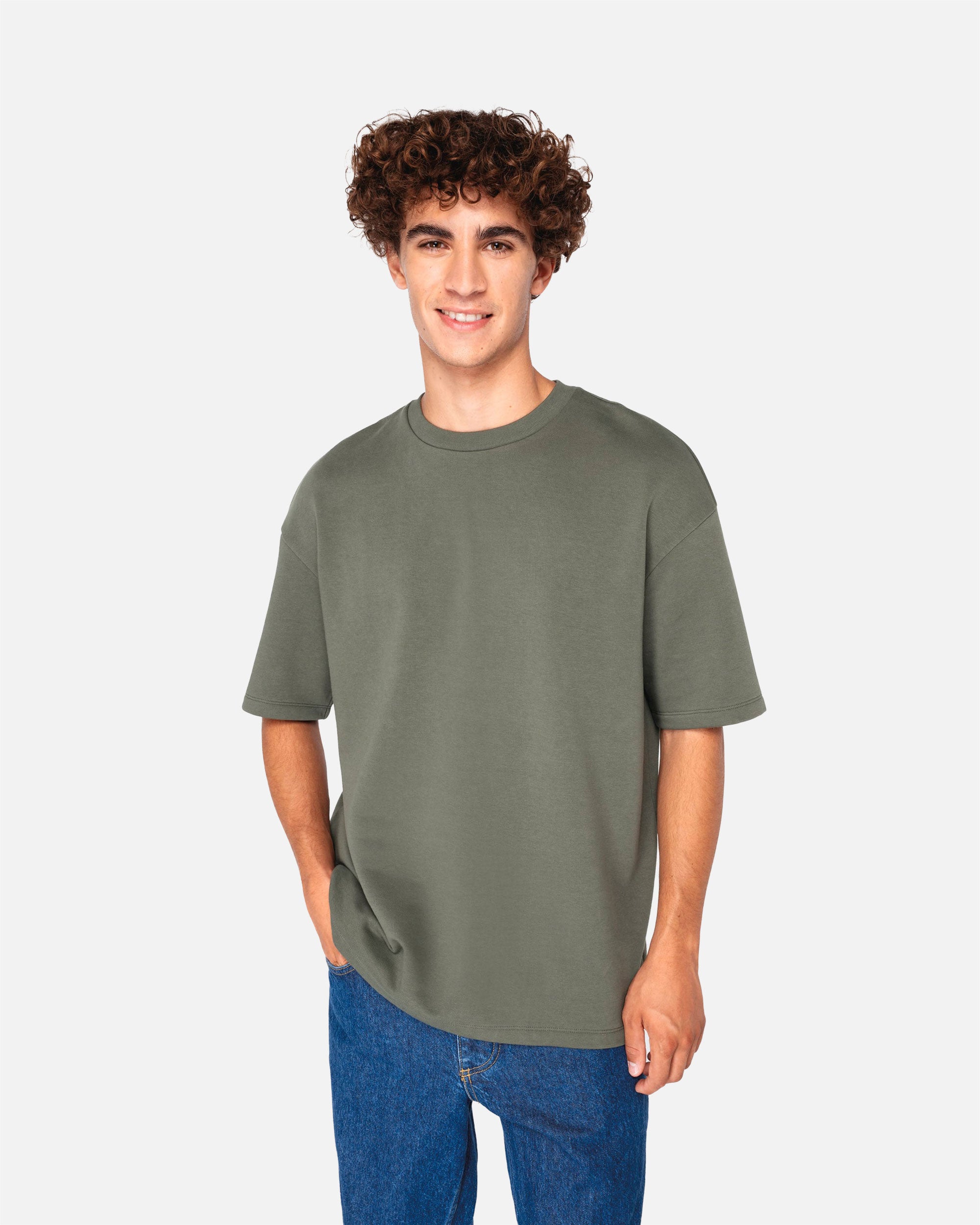Übergroßes Unisex French Terry T-Shirt Khaki von VIVID