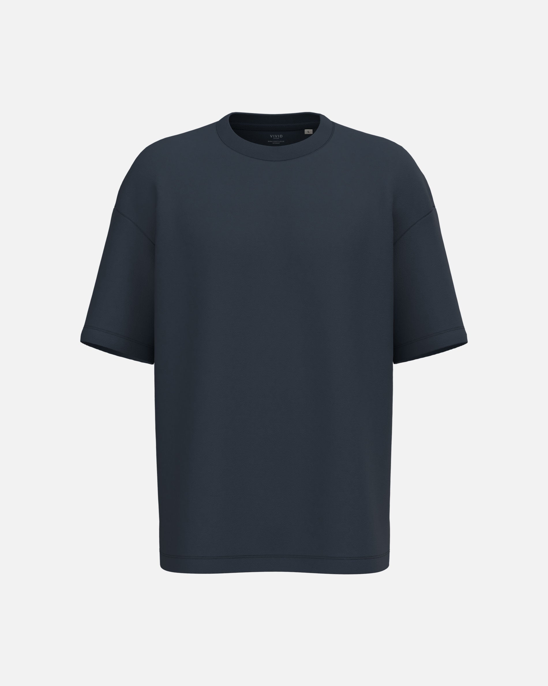 Übergroßes Unisex French Terry T-Shirt Navy Blue von VIVID