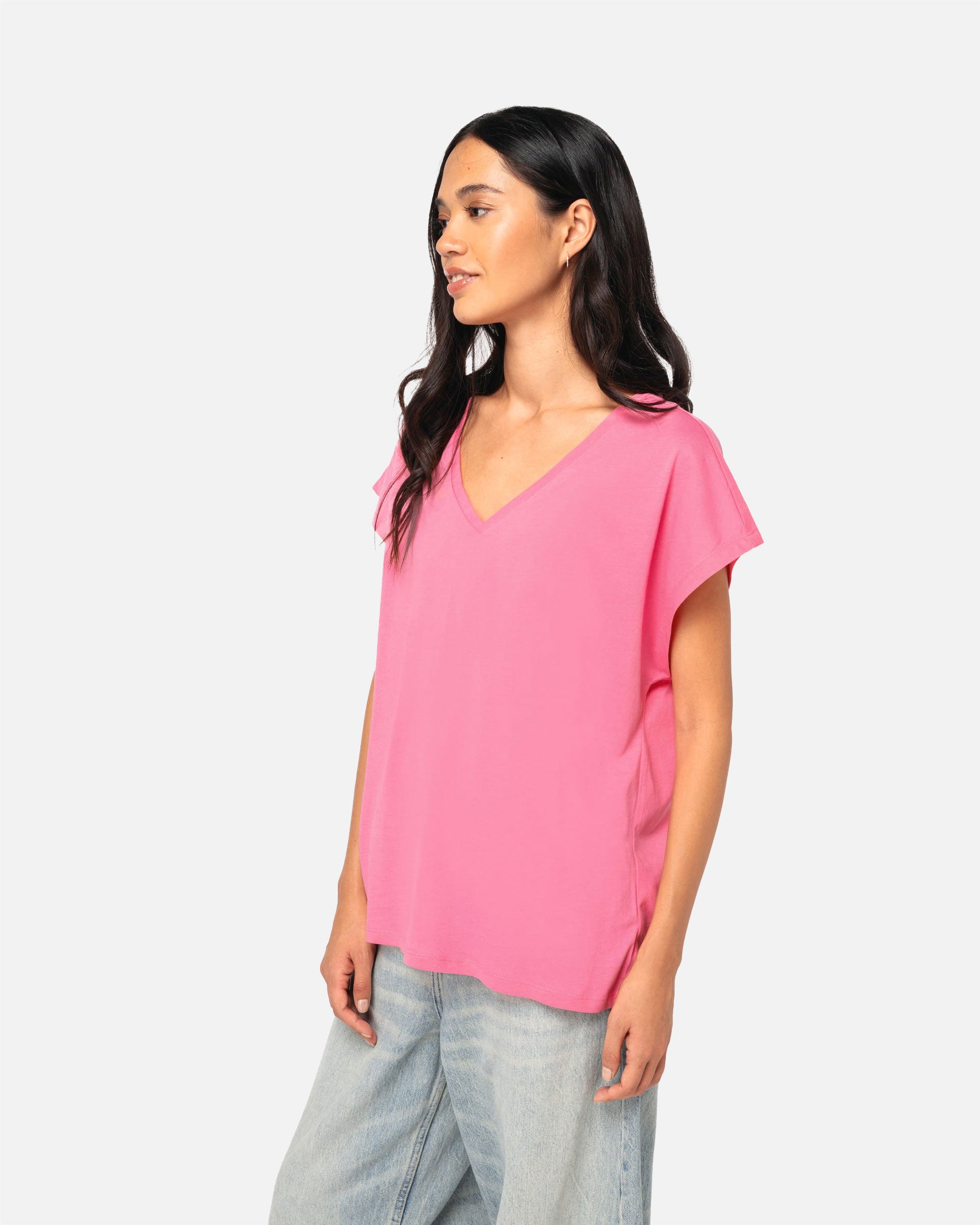 Lockeres Damen T-Shirt mit V-Ausschnitt