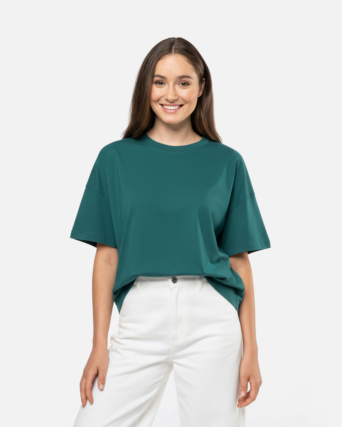 Klassisches Übergroßes Damen T-Shirt Peacock Blue von VIVID