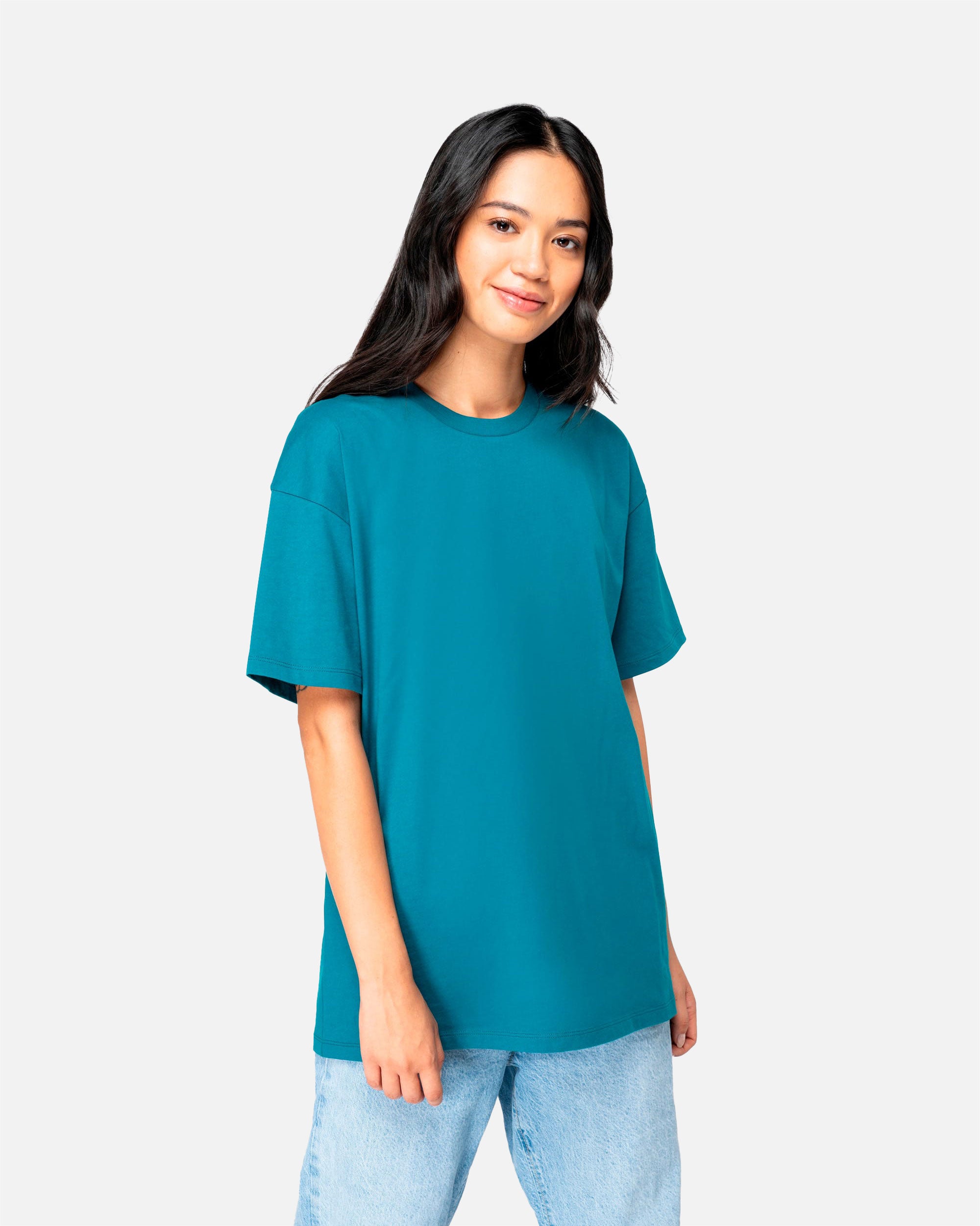 Unisex T-Shirt mit hängenden Schultern Peacock Green von VIVID