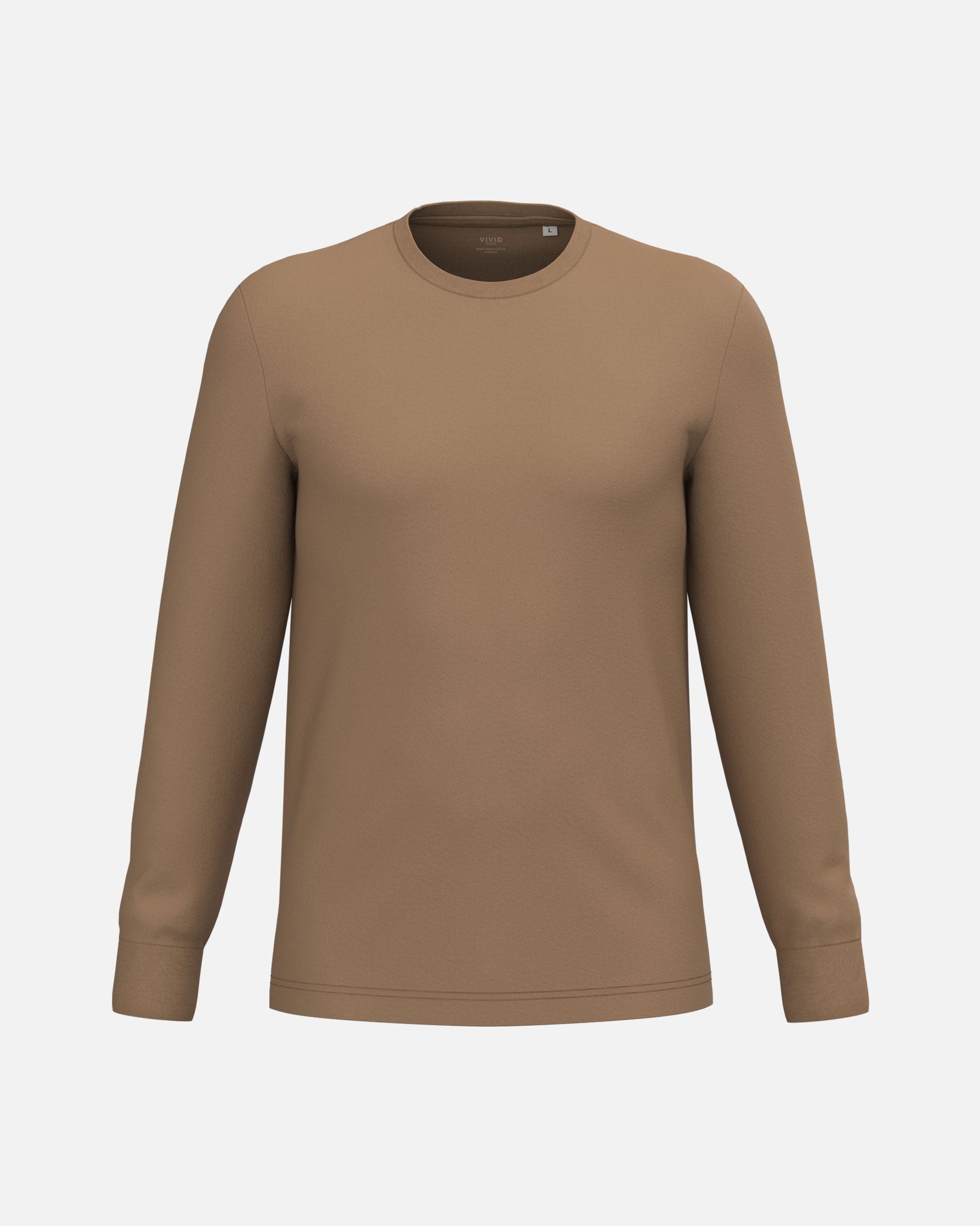 Klassisches Unisex Langarmshirt Camel von VIVID