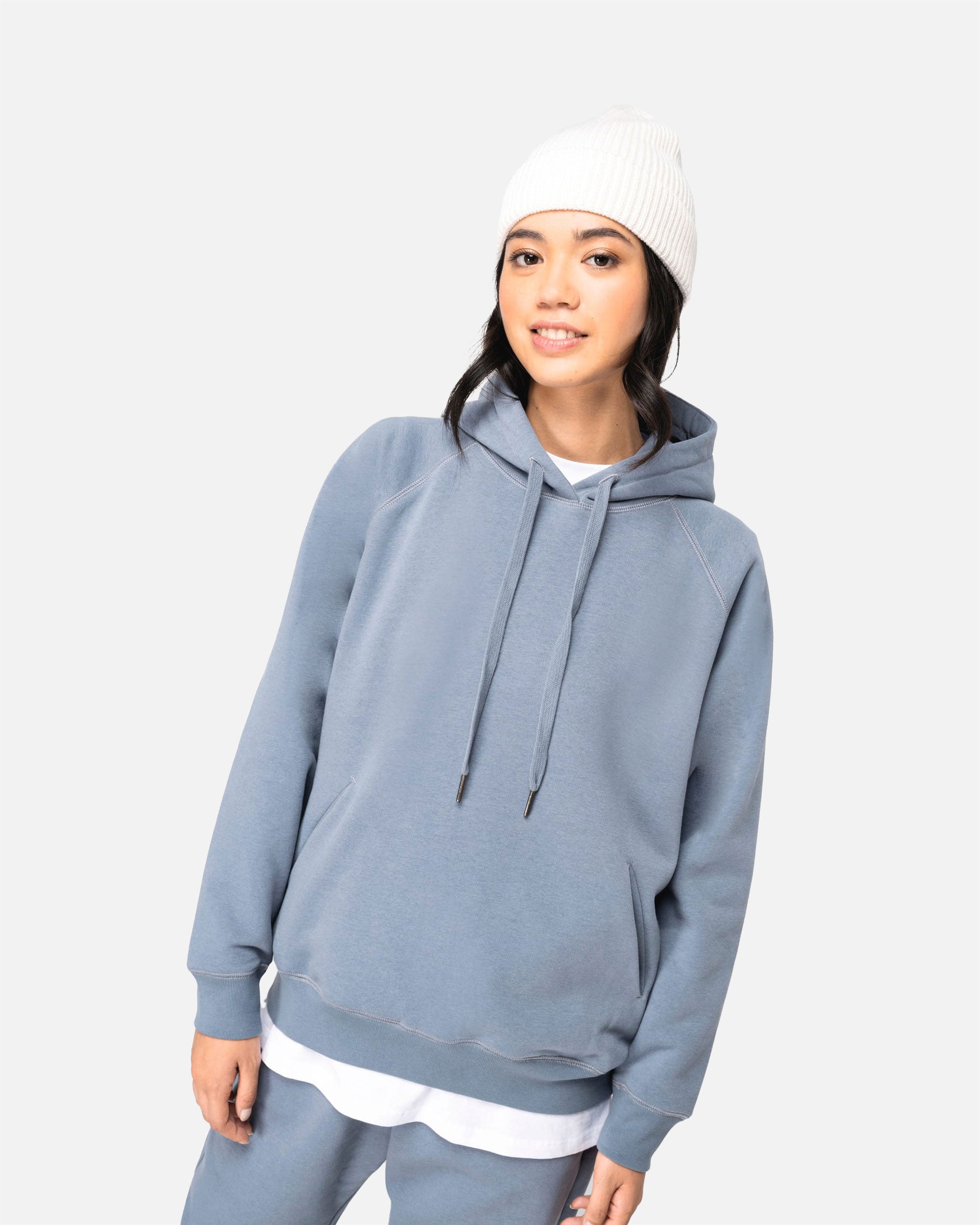 Damen Raglan Kapuzensweatshirt Mineral Grey von VIVID