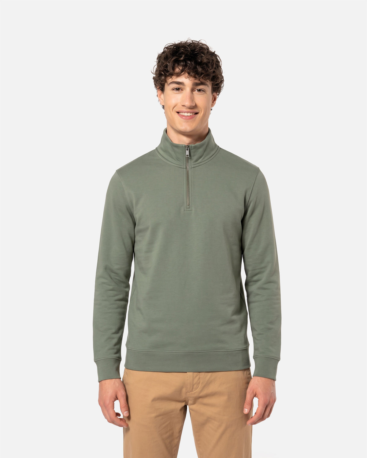 Schweres Herren 1/4 Zip Sweatshirt Moss Green von VIVID
