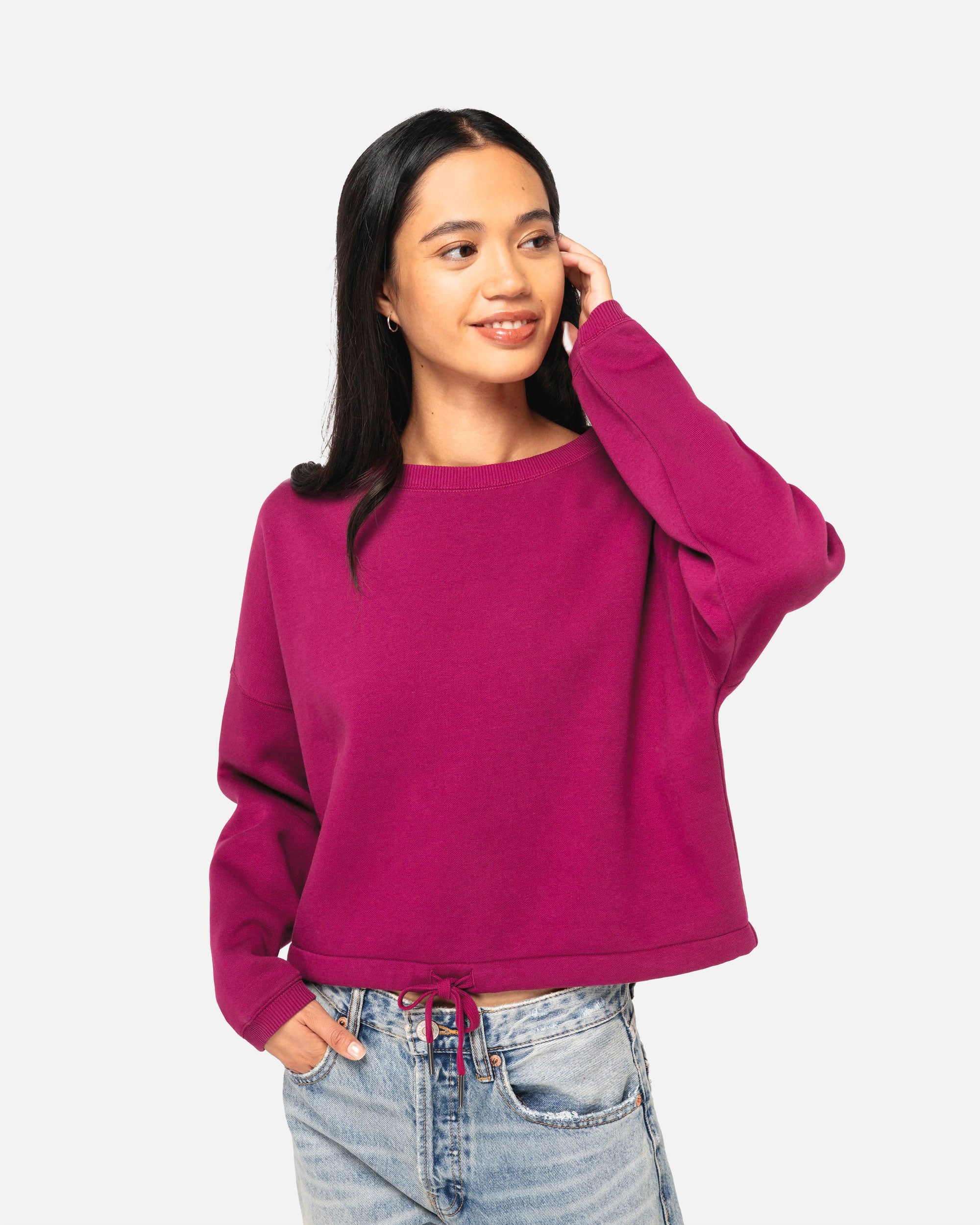 Verkürztes Übergroßes Damen Sweatshirt Cherry Purple von VIVID