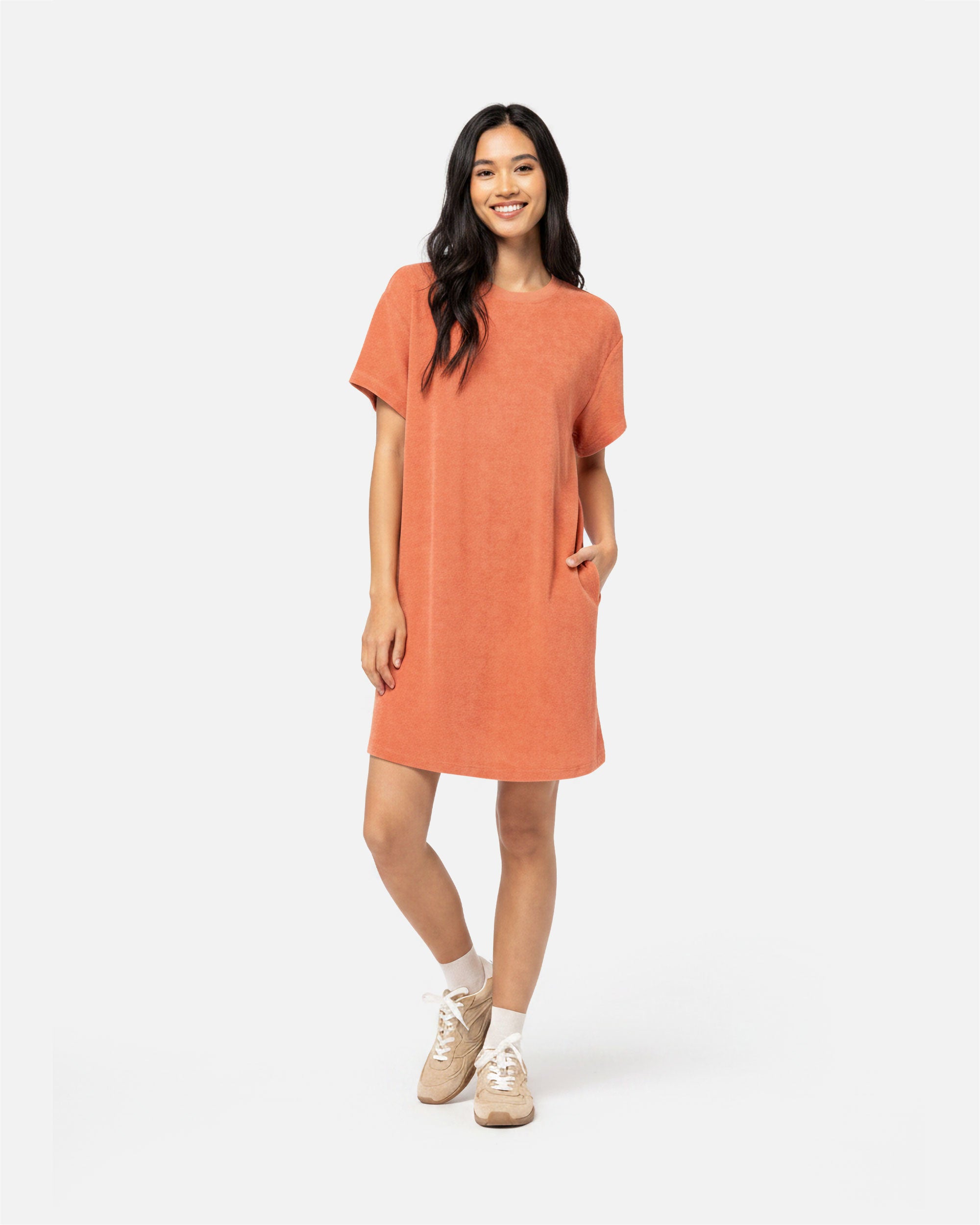Damen Frottee Kleid überschnittener Schulterpartie von VIVID