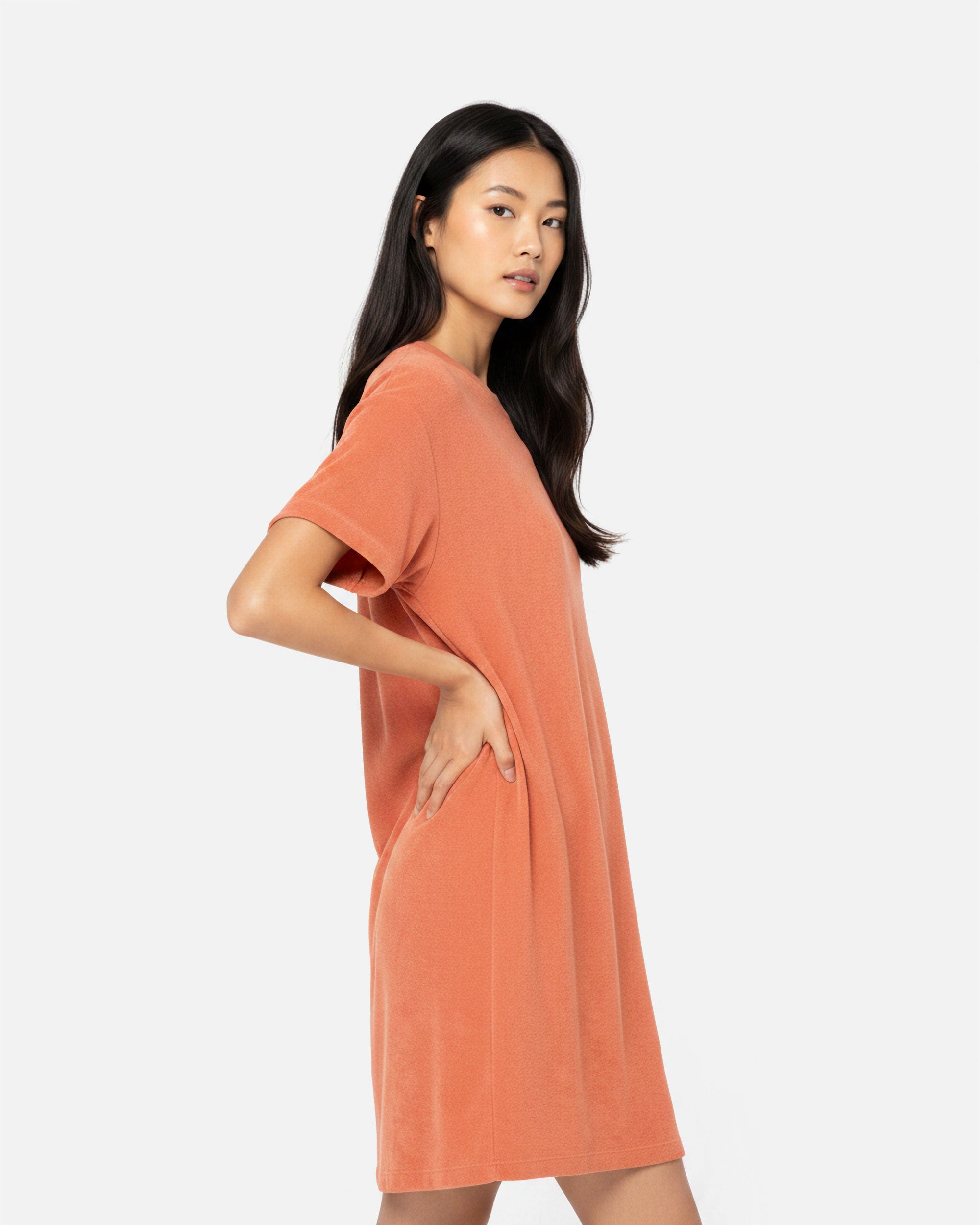Damen Frottee Kleid überschnittener Schulterpartie Pomelo von VIVID
