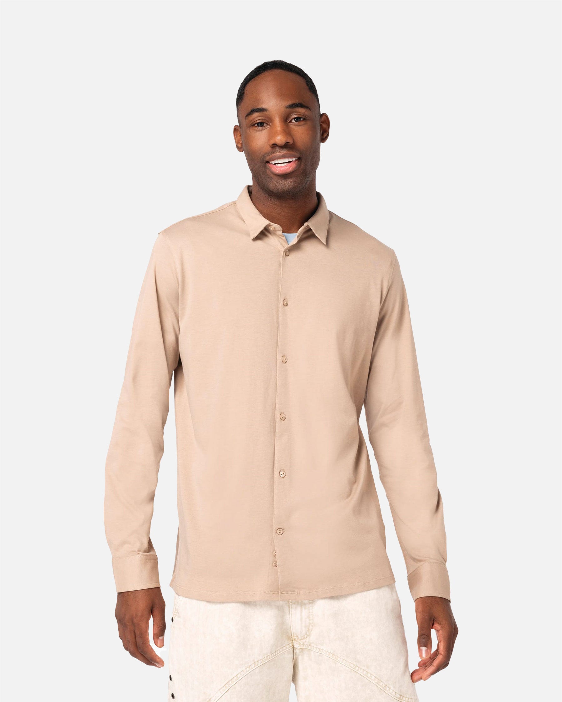 Herren Jersey Langarmhemd Desert Sand von VIVID