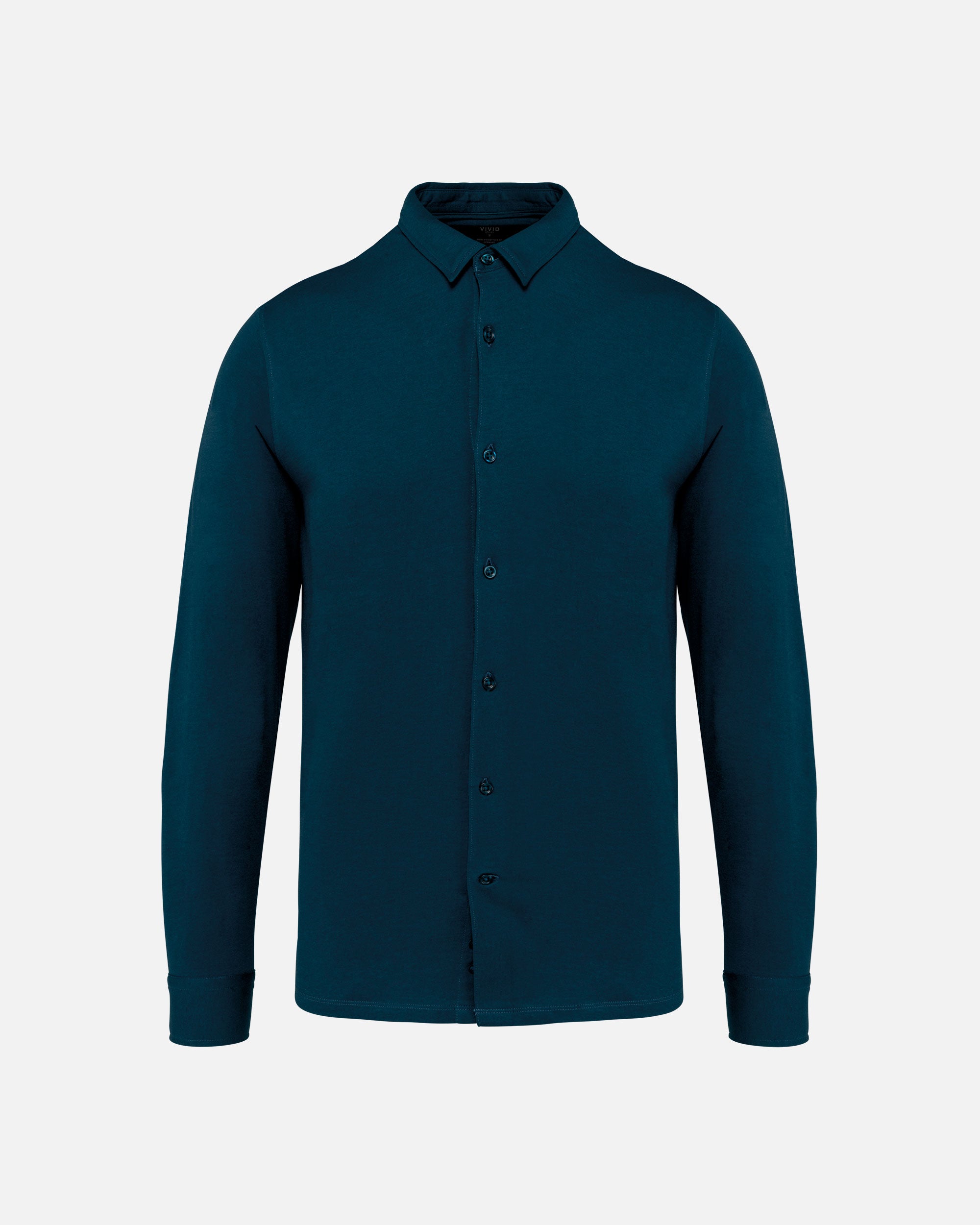 Herren Jersey Langarmhemd Peacock Blue von VIVID