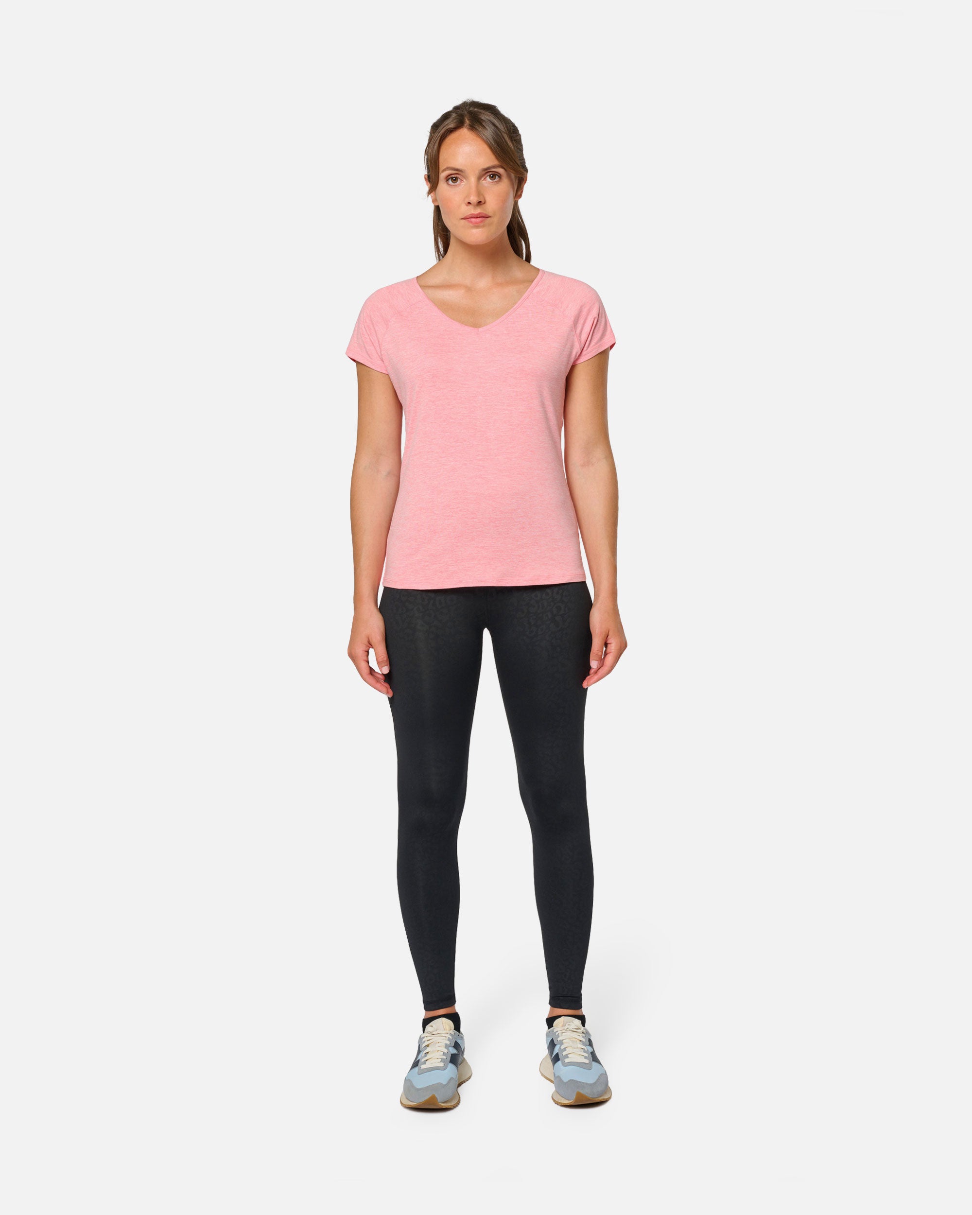 Damen Sport T-Shirt mit V-Neck Auschnitt