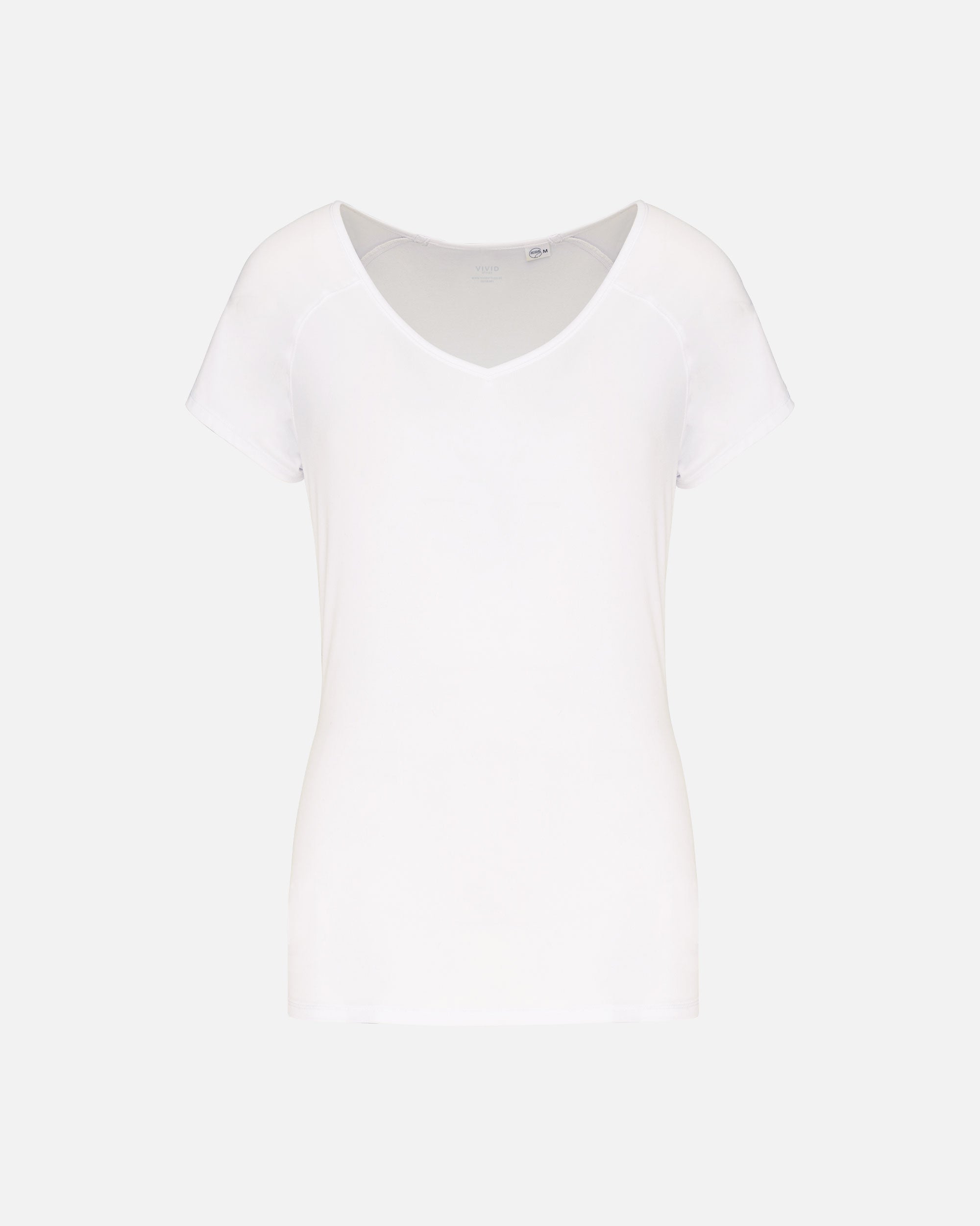 Damen Sport T-Shirt mit V-Neck Auschnitt White von VIVID