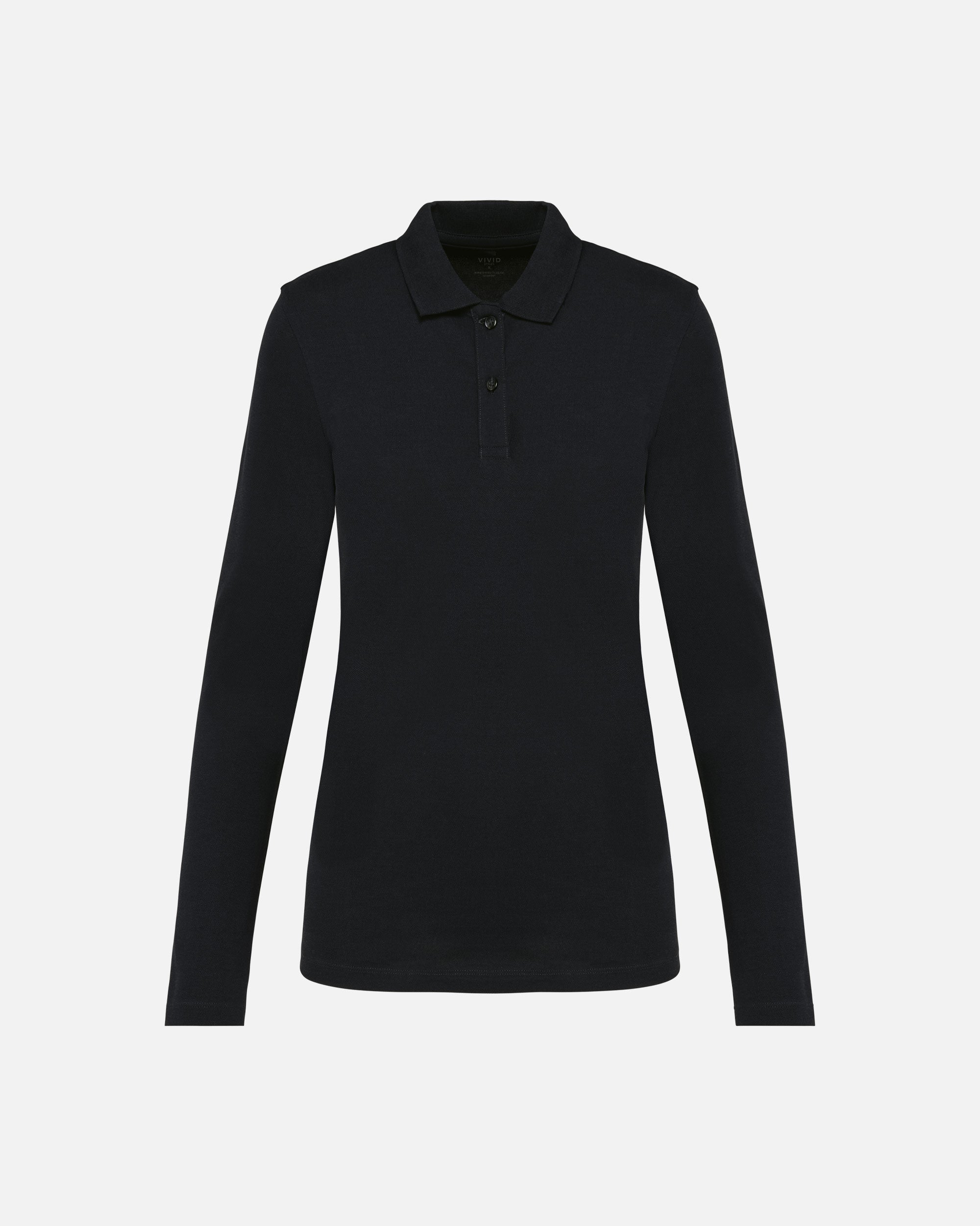 Damen Supima Piqué Polo Langarmshirt Black von VIVID
