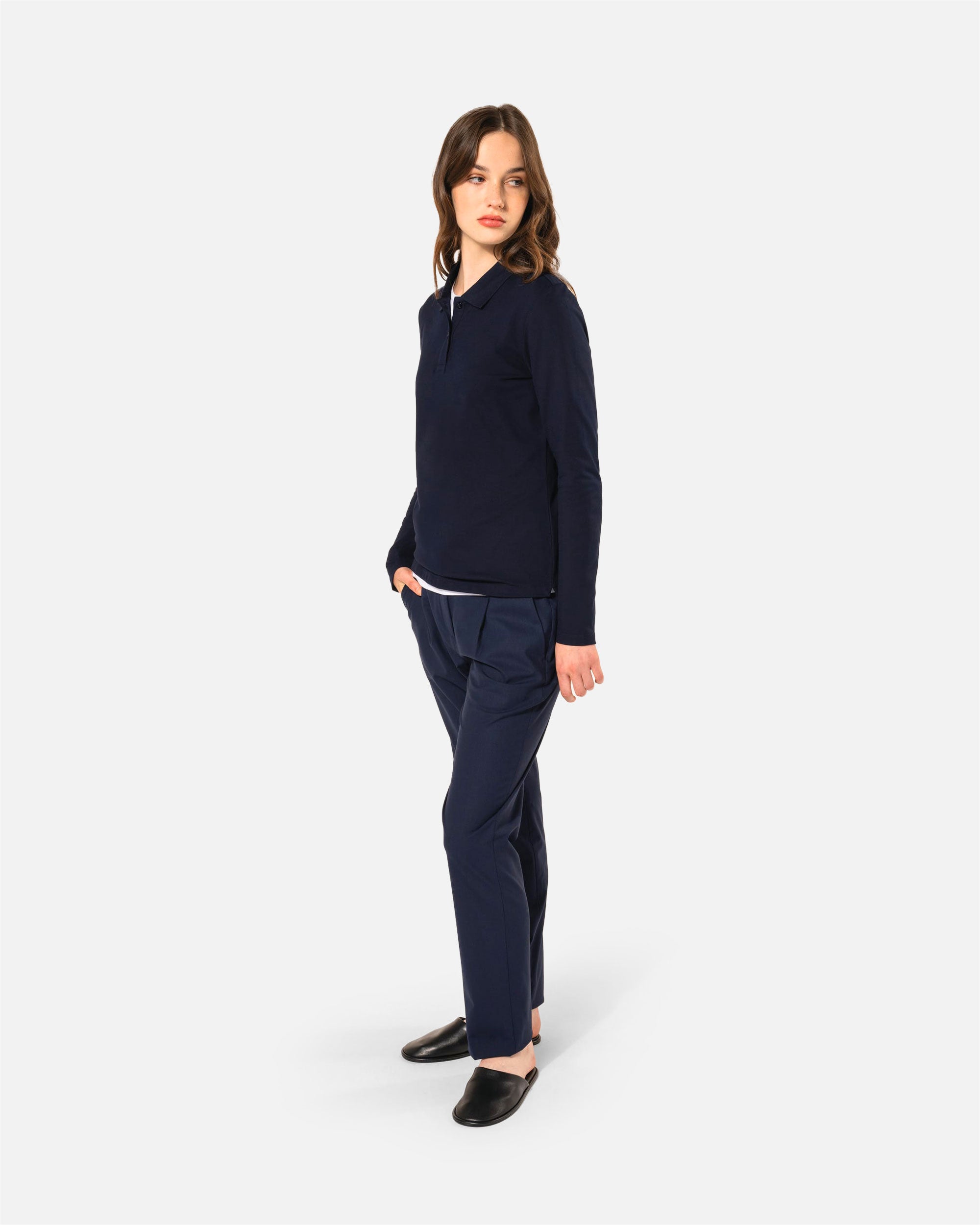 Damen Supima Piqué Polo Langarmshirt von VIVID