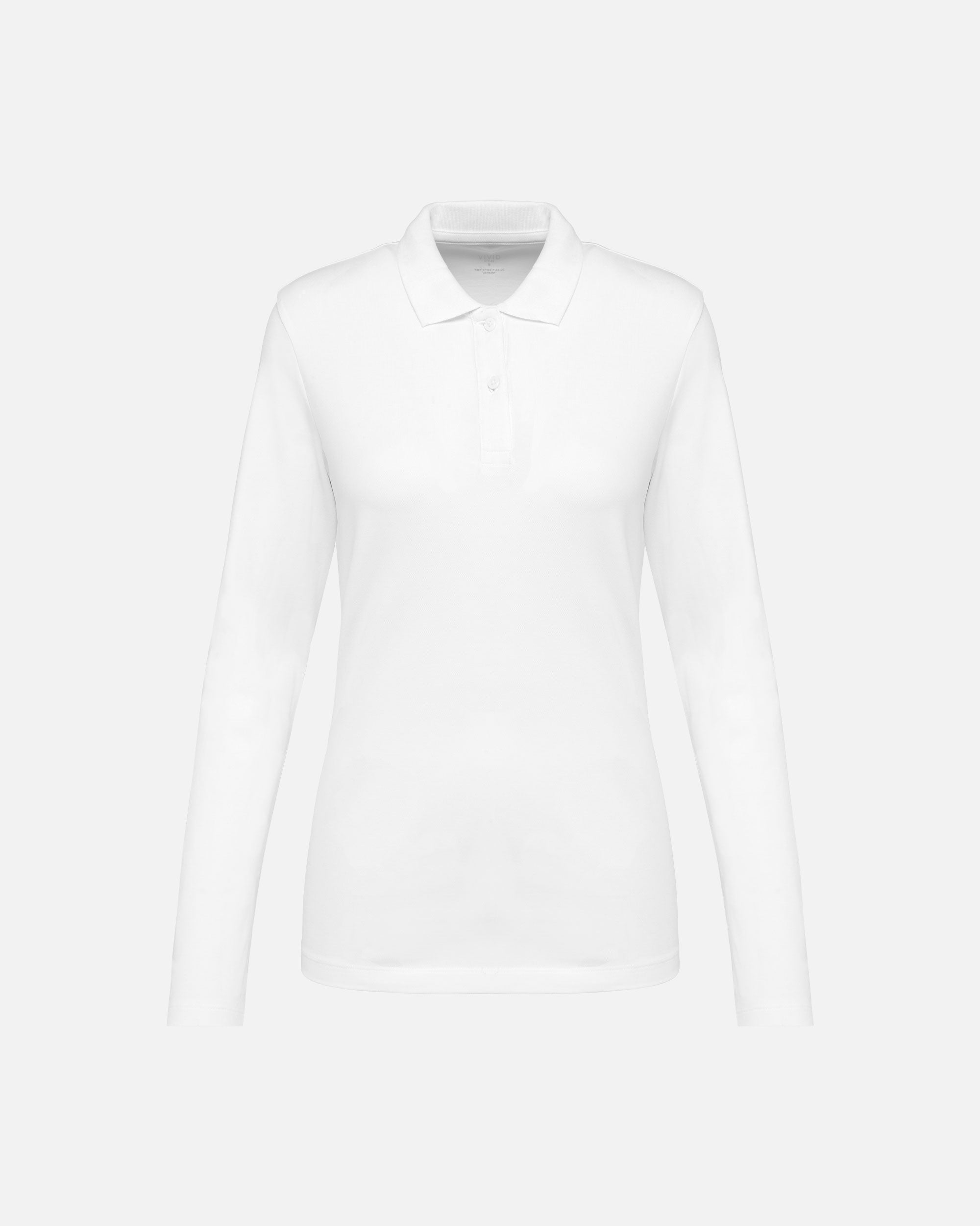Damen Supima Piqué Polo Langarmshirt White von VIVID