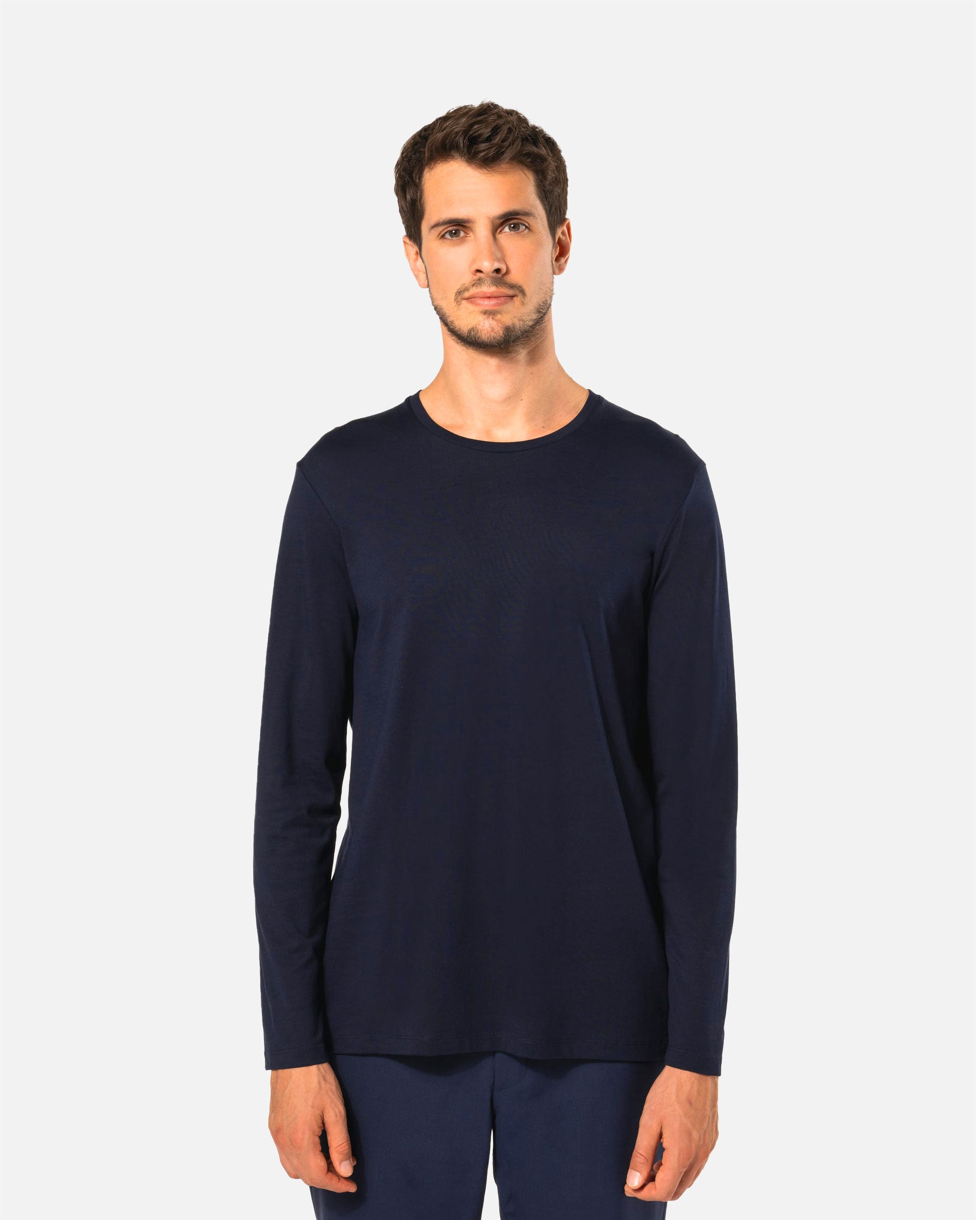 Herren Supima Langarmshirt Navy Blue von VIVID
