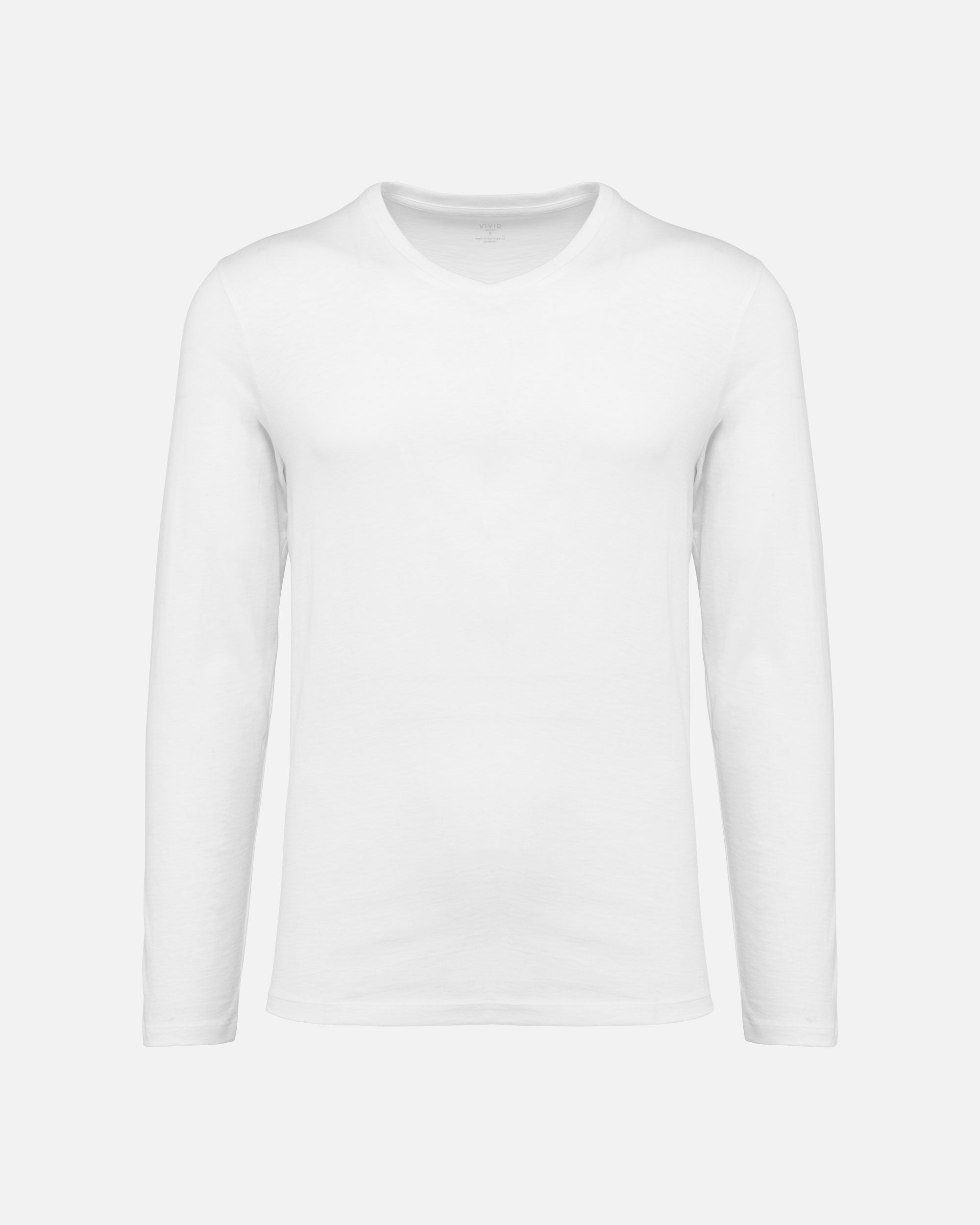 Herren Supima Langarmshirt mit V-Ausschnitt White von VIVID