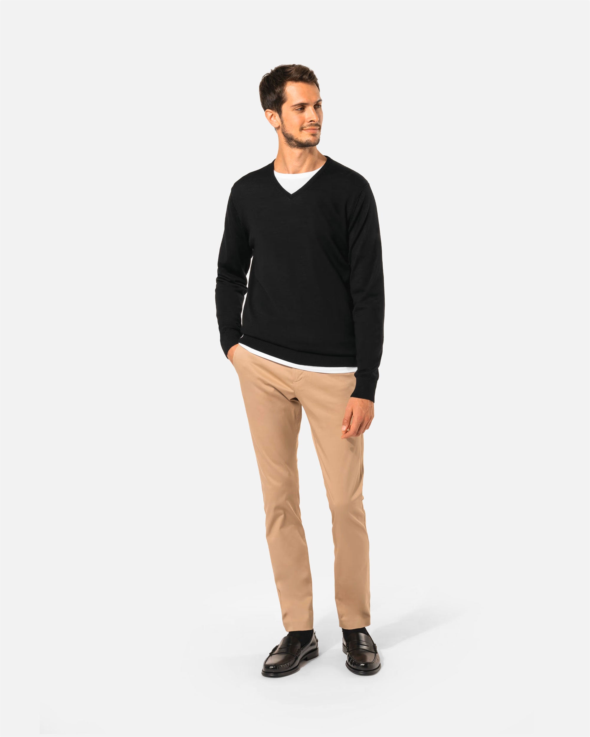 Herren Merino Pullover mit V-Ausschnitt
