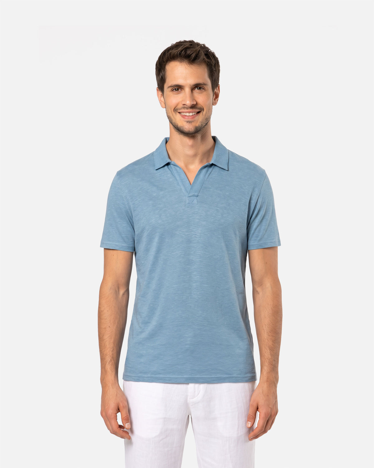 Herren Polo Leinenhemd Cool Blue von VIVID