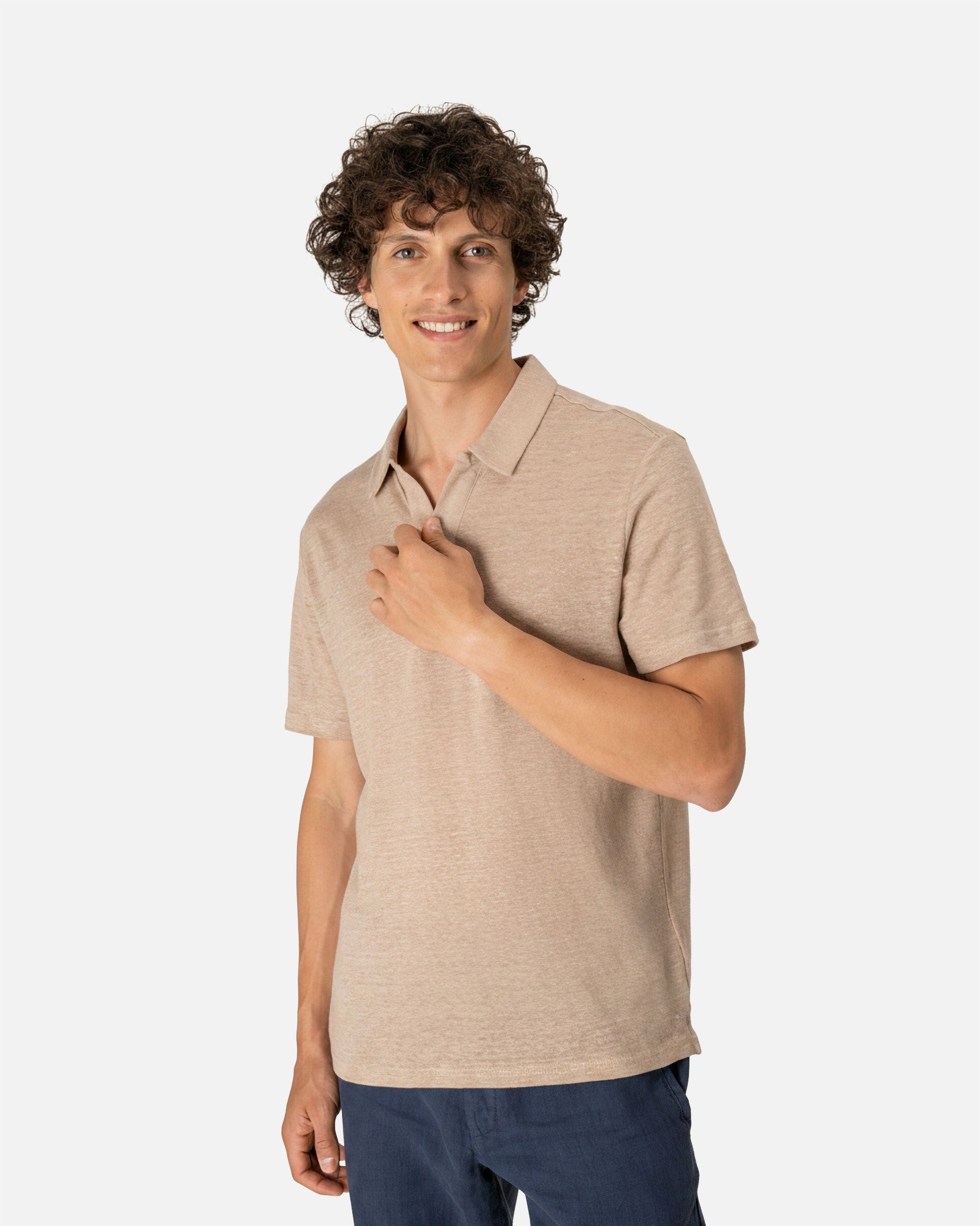 Herren Polo Leinenhemd
