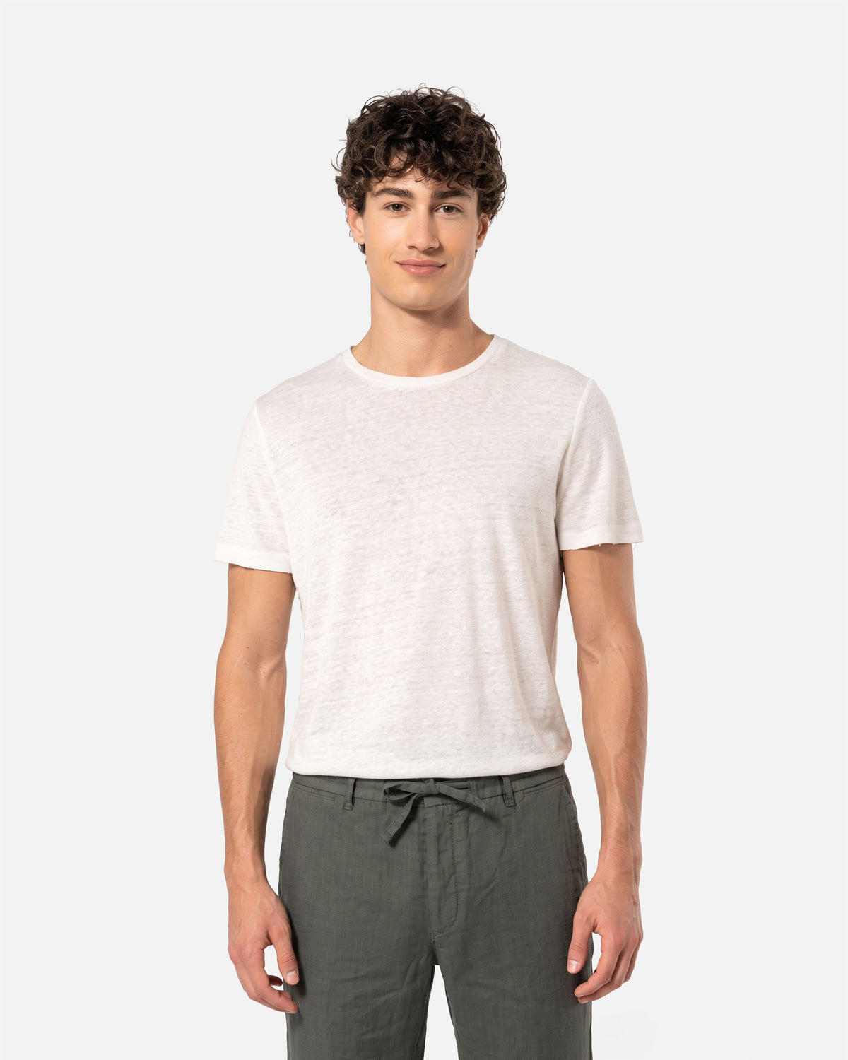 Herren Leinen T-Shirt Ivory von VIVID