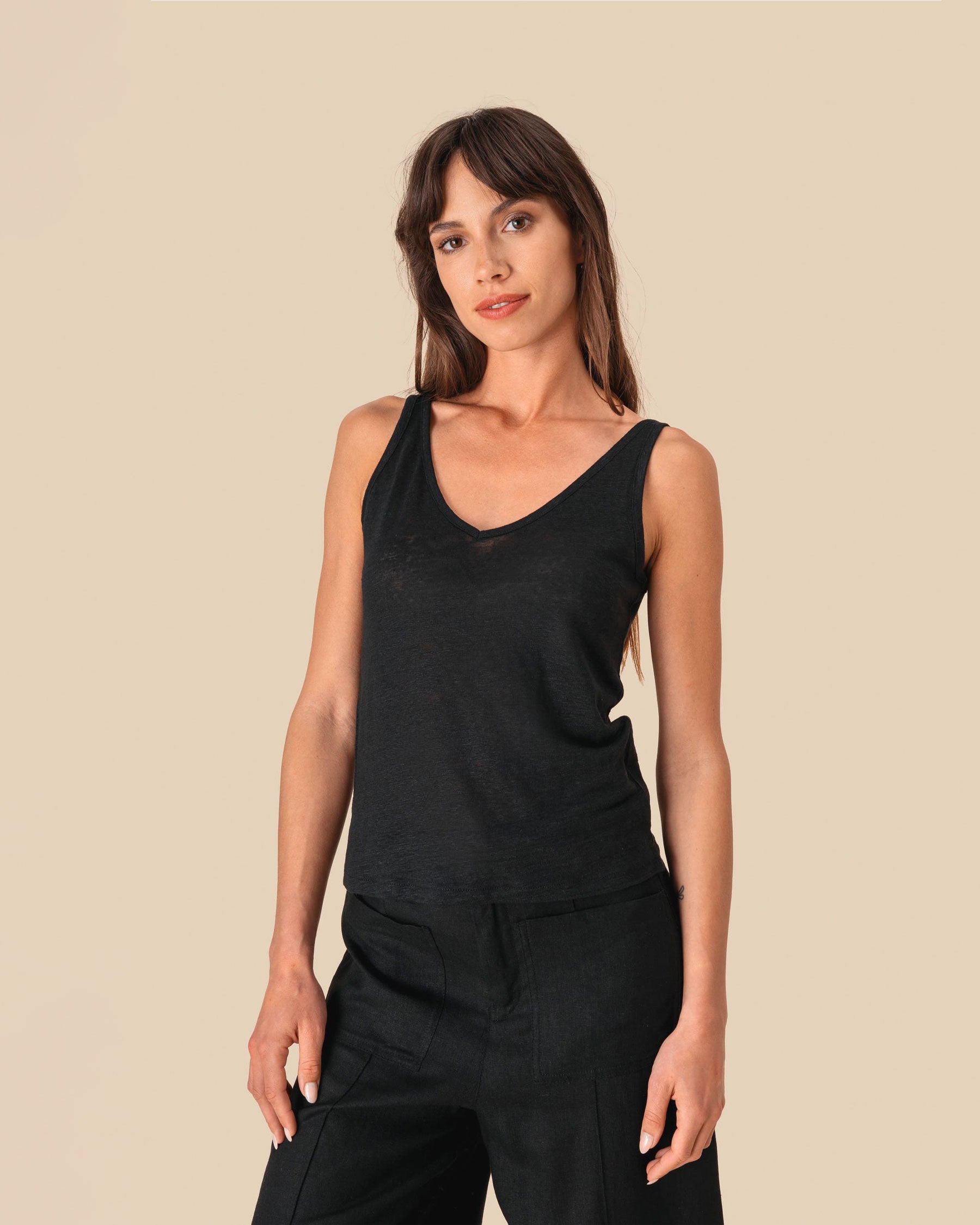 Damen Leinen Top Ivory von VIVID
