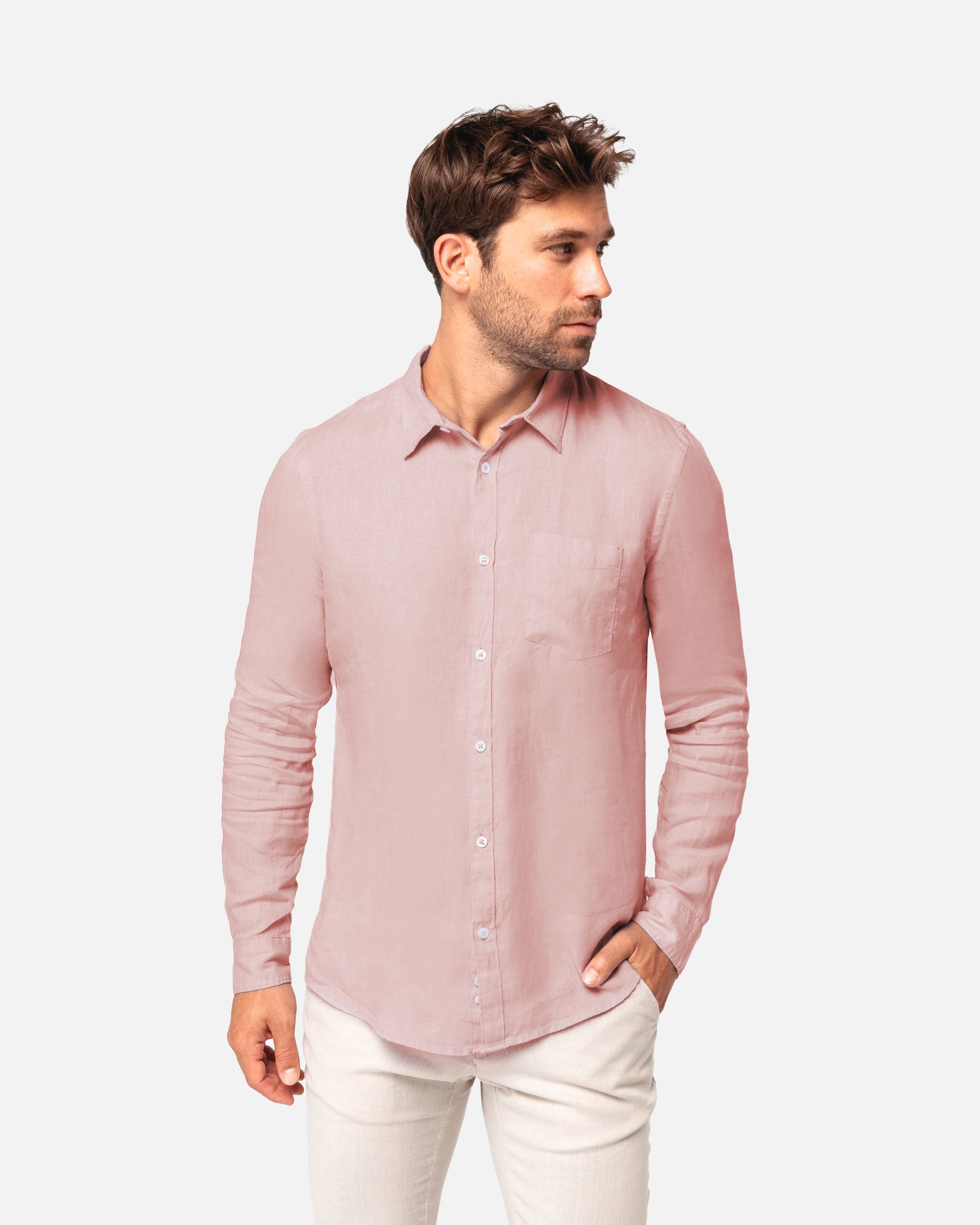 Leichtes Herren Leinenhemd Rose von VIVID