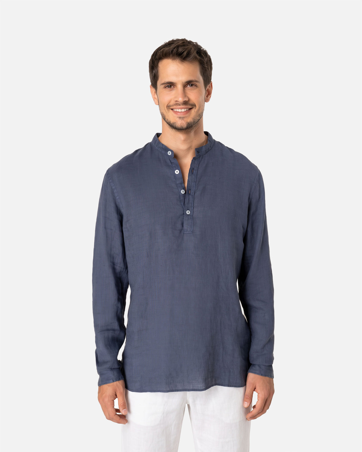 Ausgewaschenes Herren Leinenhemd Navy Blue von VIVID