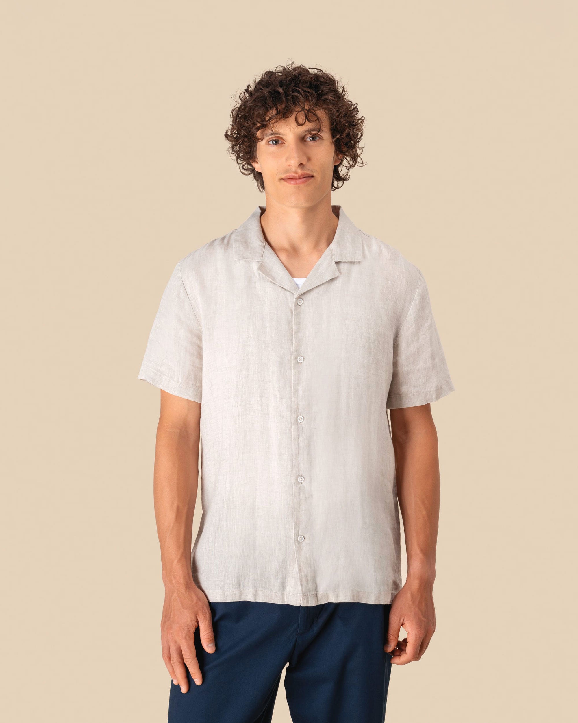 Leichtes Herren Kurzarm Leinenhemd Linen Blue von VIVID