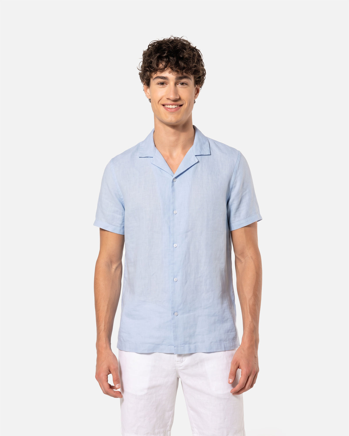 Leichtes Herren Kurzarm Leinenhemd Linen Blue von VIVID