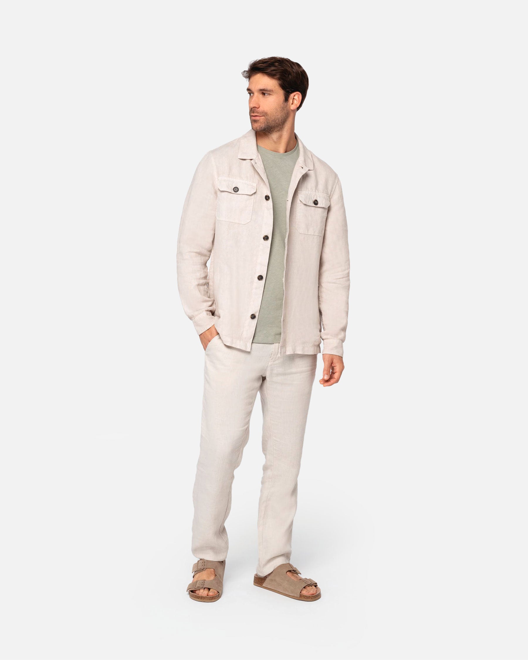 Ausgewaschene Herren Leinen Hemdjacke von VIVID