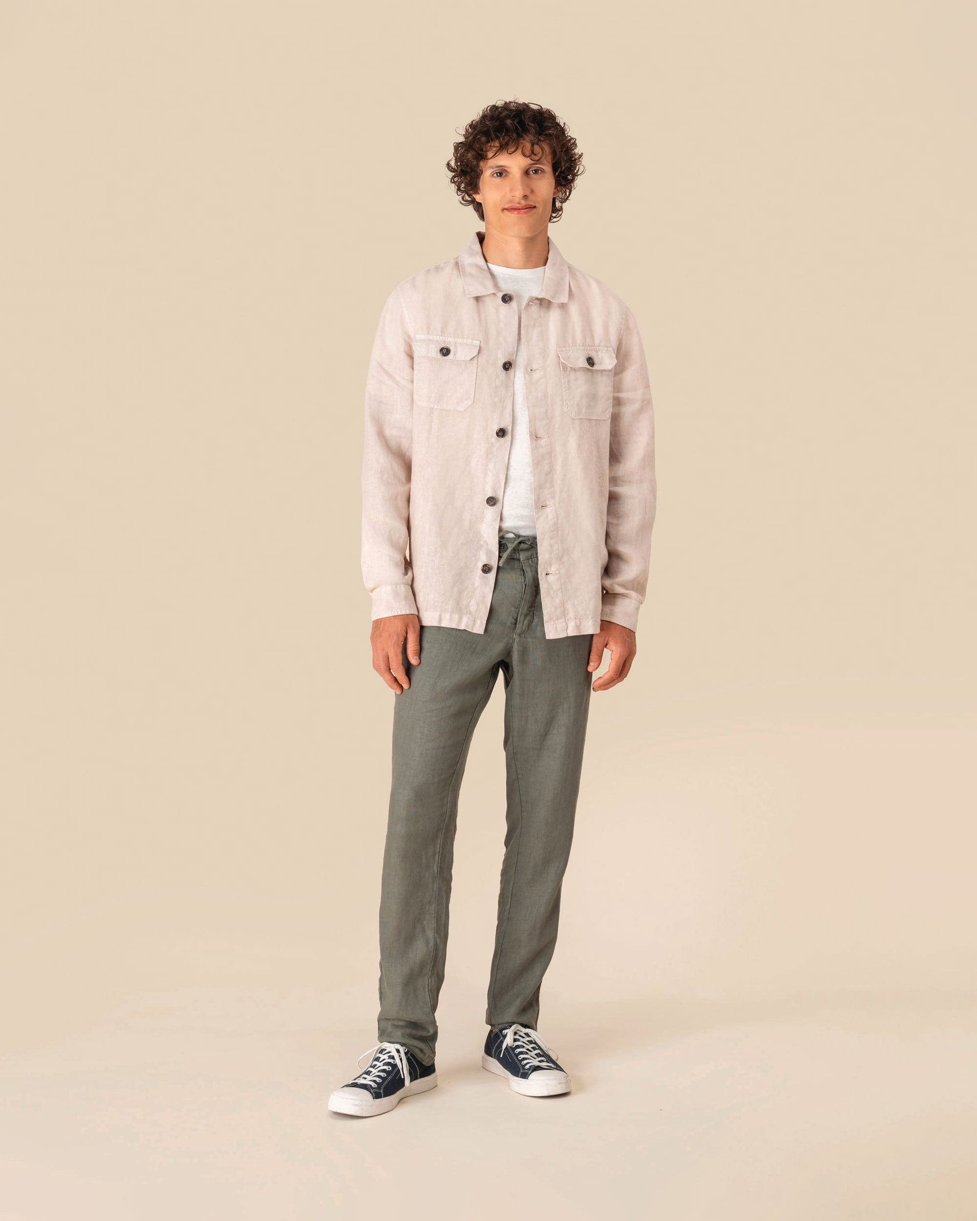 Ausgewaschene Herren Leinen Hemdjacke von VIVID