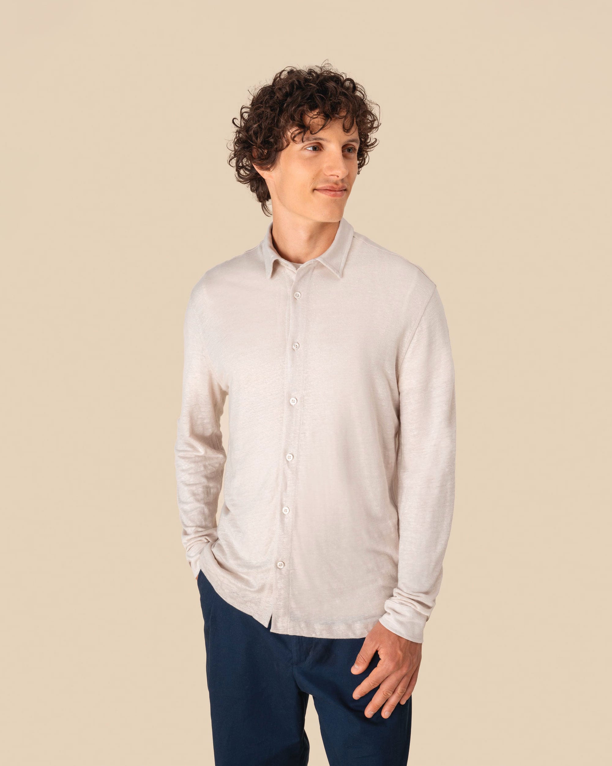 Klassisches Herren Leinenhemd Navy Blue von VIVID