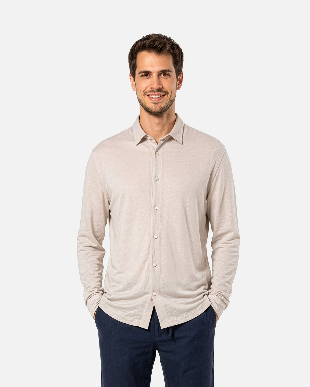 Klassisches Herren Leinenhemd White Sand von VIVID