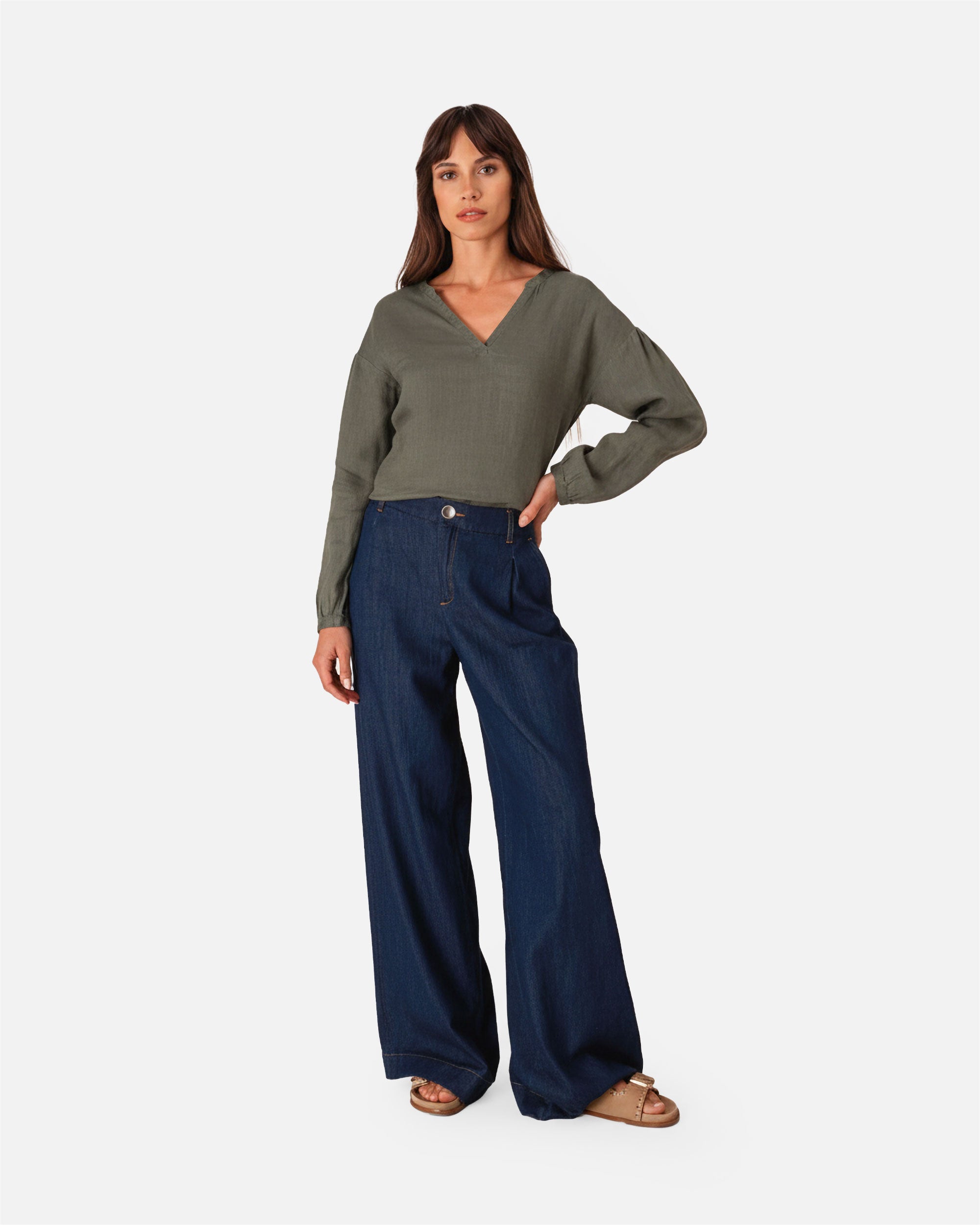 Damen Leinenkittel T-Shirt von VIVID