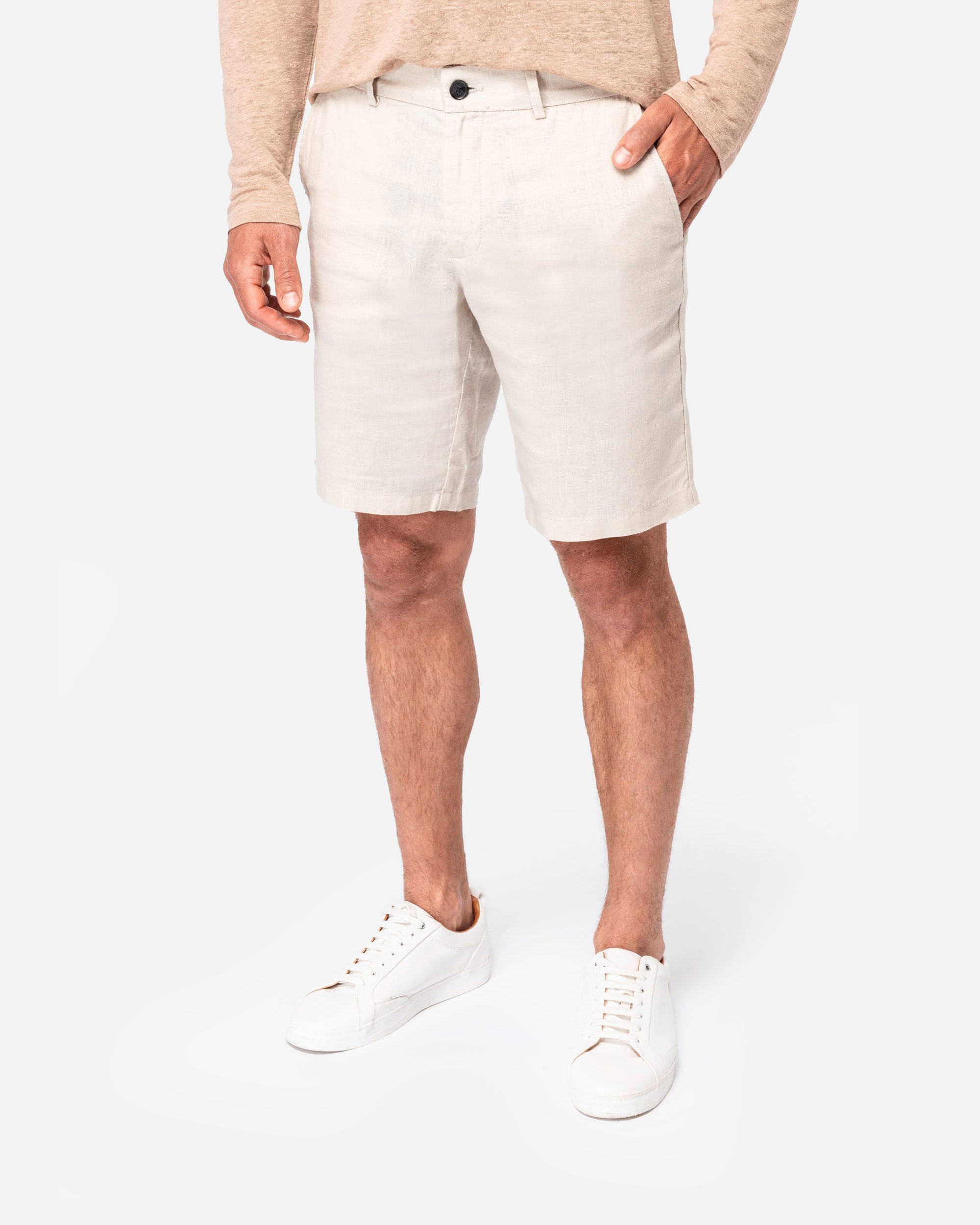 Herren Bermuda Leinenshorts White Sand von VIVID