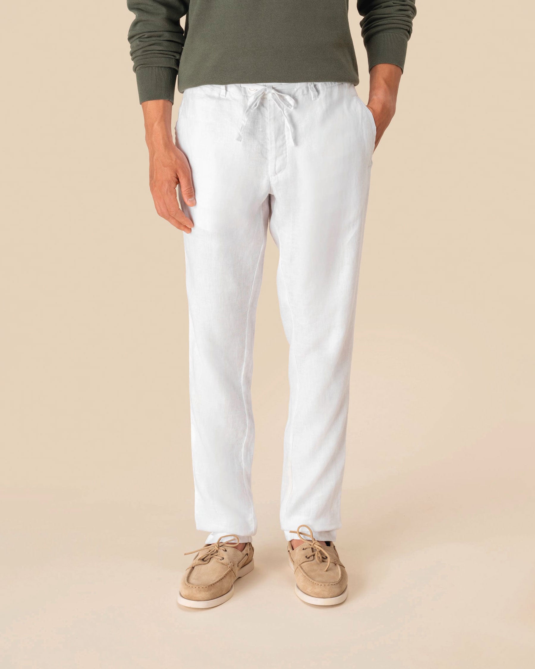 Ausgewaschene Herren Leinenhose Khaki von VIVID