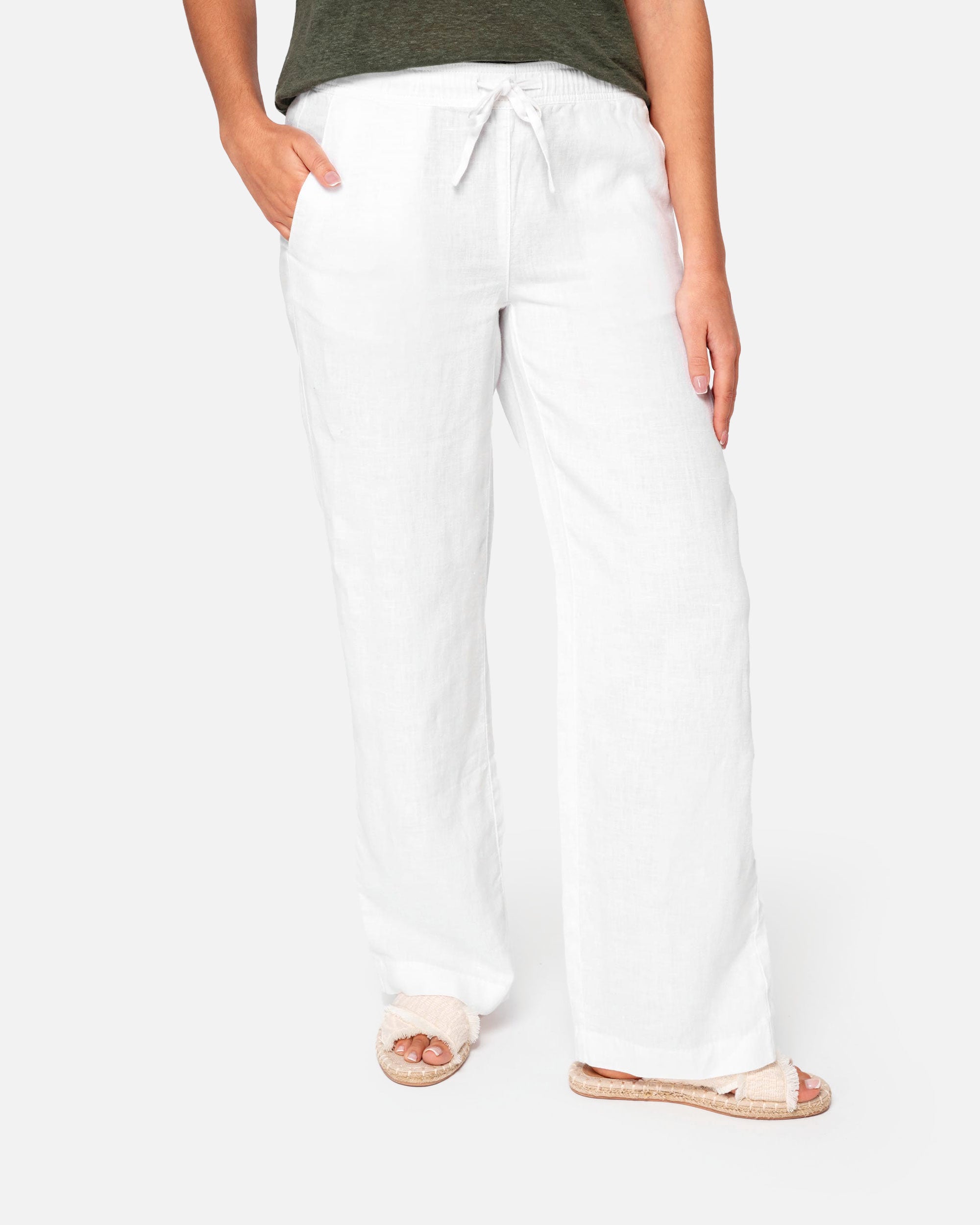 Ausgewaschene Damen Leinenhose White von VIVID