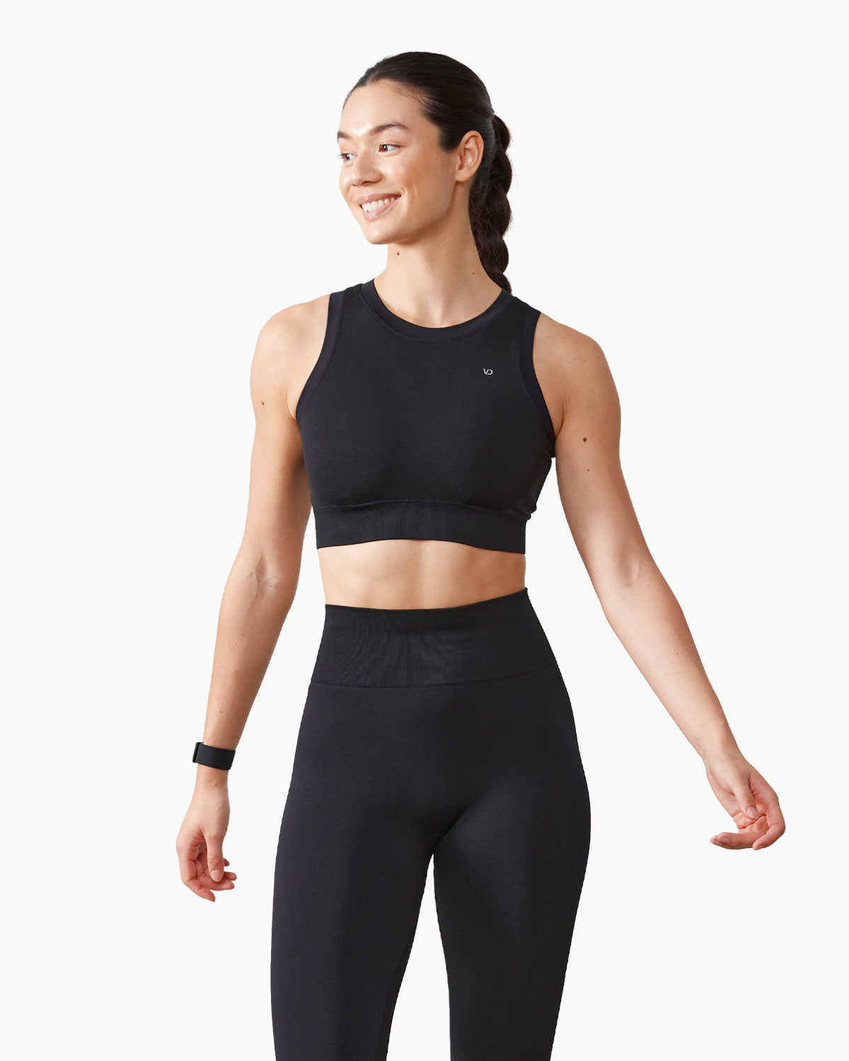 Bauchfreies Damen Sport Top Black von V I V I D