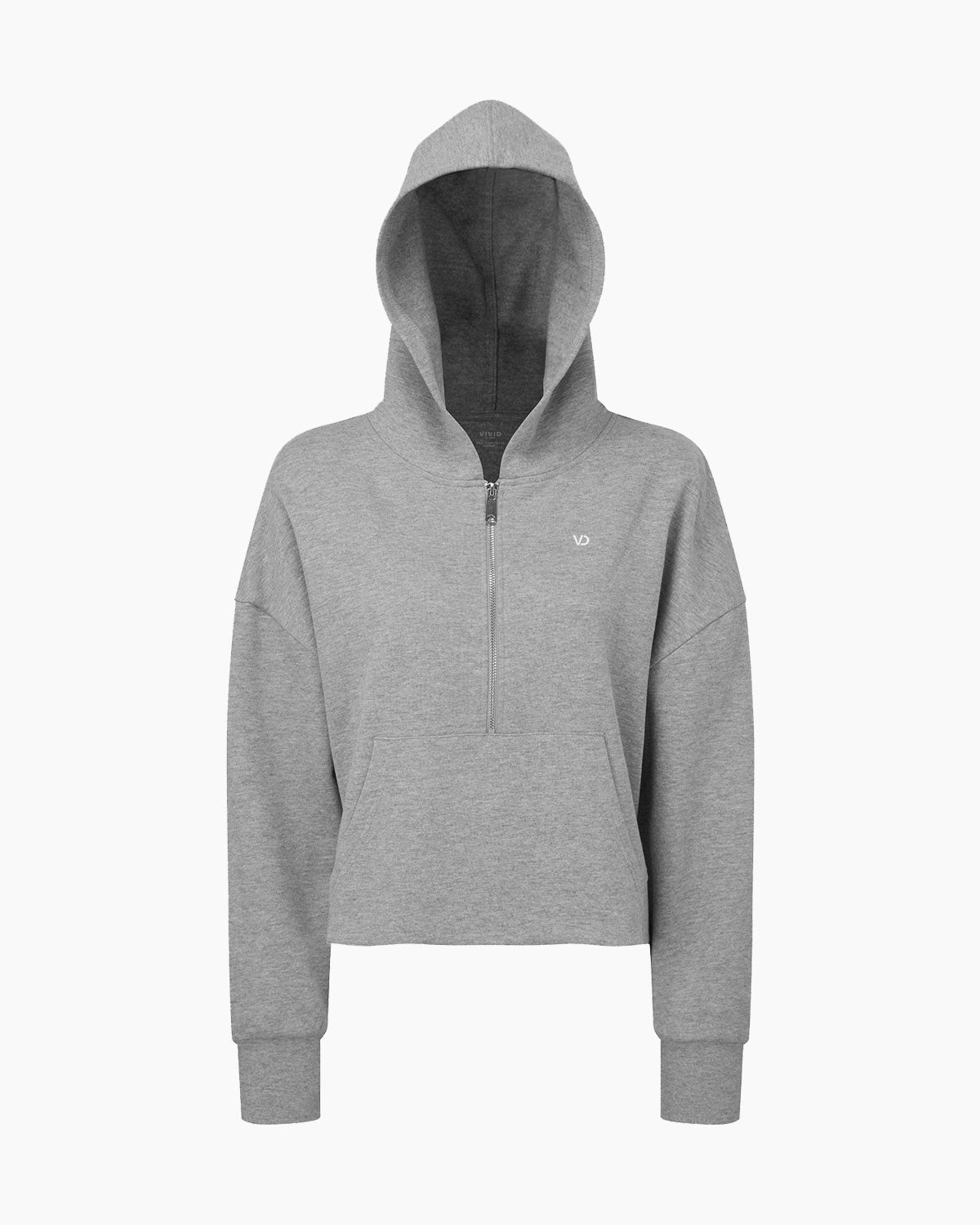 Übergroßer Damen ½ Zip Kapuzenpullover Grey Heather von V I V I D