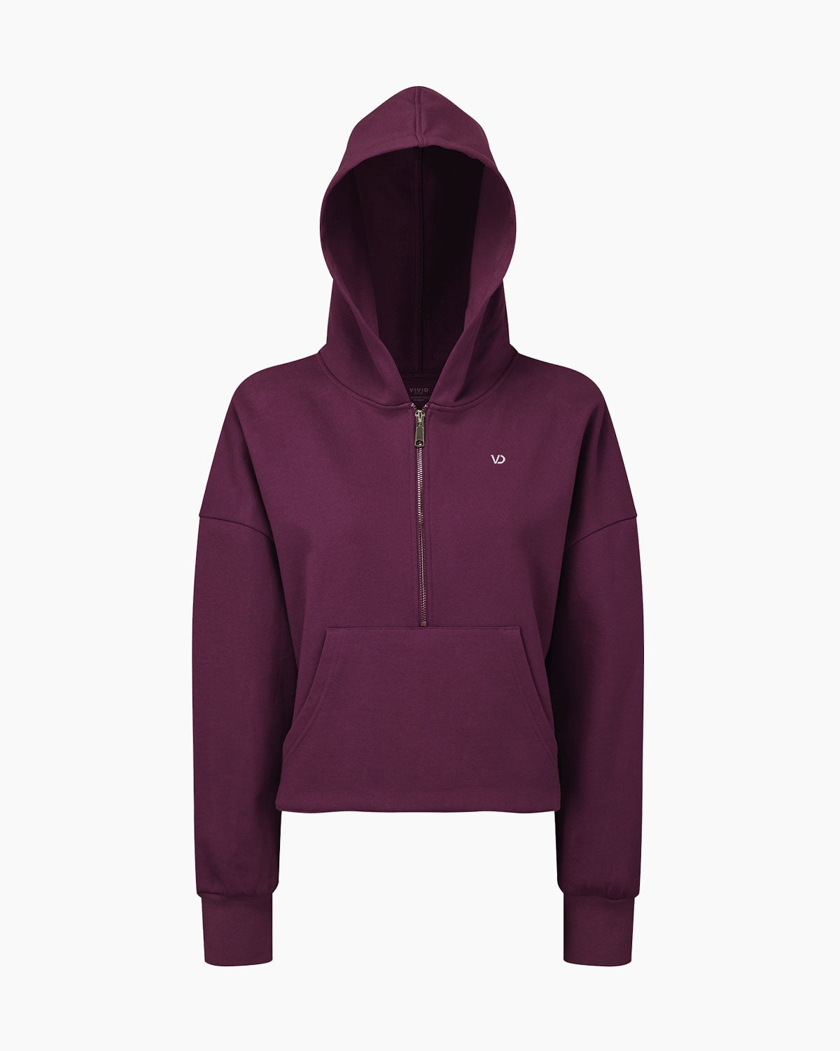 Übergroßer Damen ½ Zip Kapuzenpullover Mulberry von V I V I D