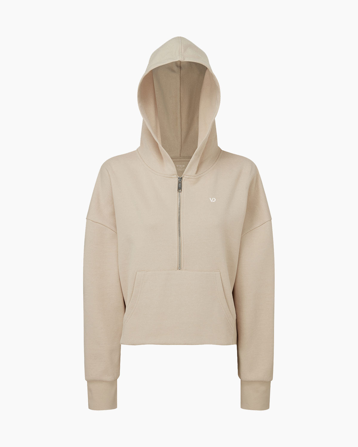 Übergroßer Damen ½ Zip Kapuzenpullover Nude von V I V I D