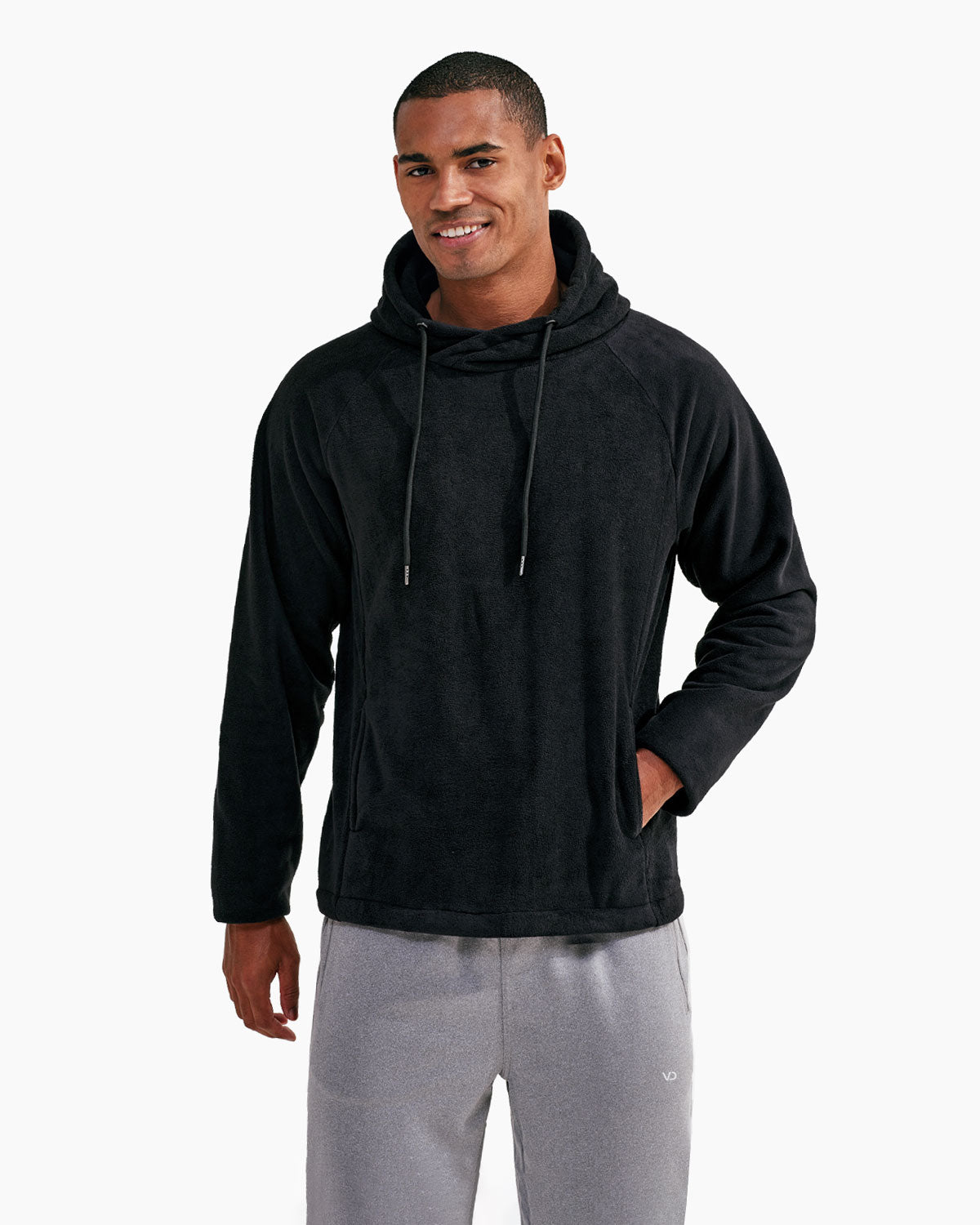 Herren Fleece Kapuzenpullover Black von V I V I D