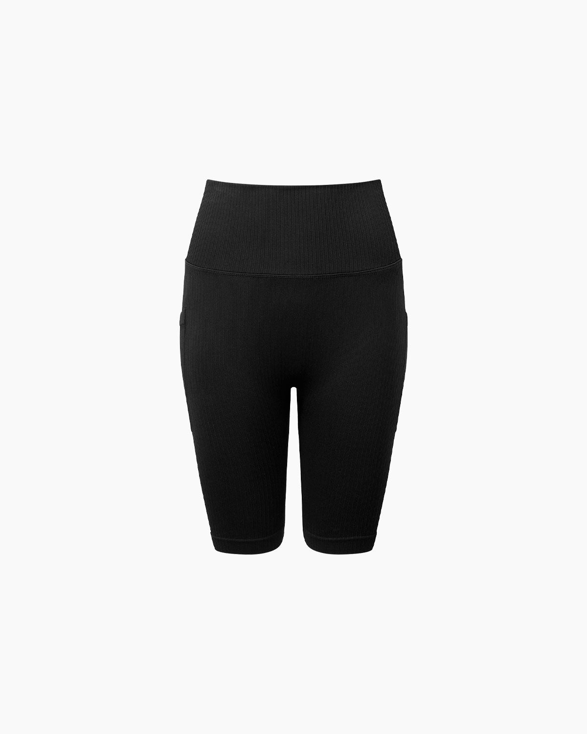 Damen Ribbed Pocket Legging Sport Shorts Black von V I V I D