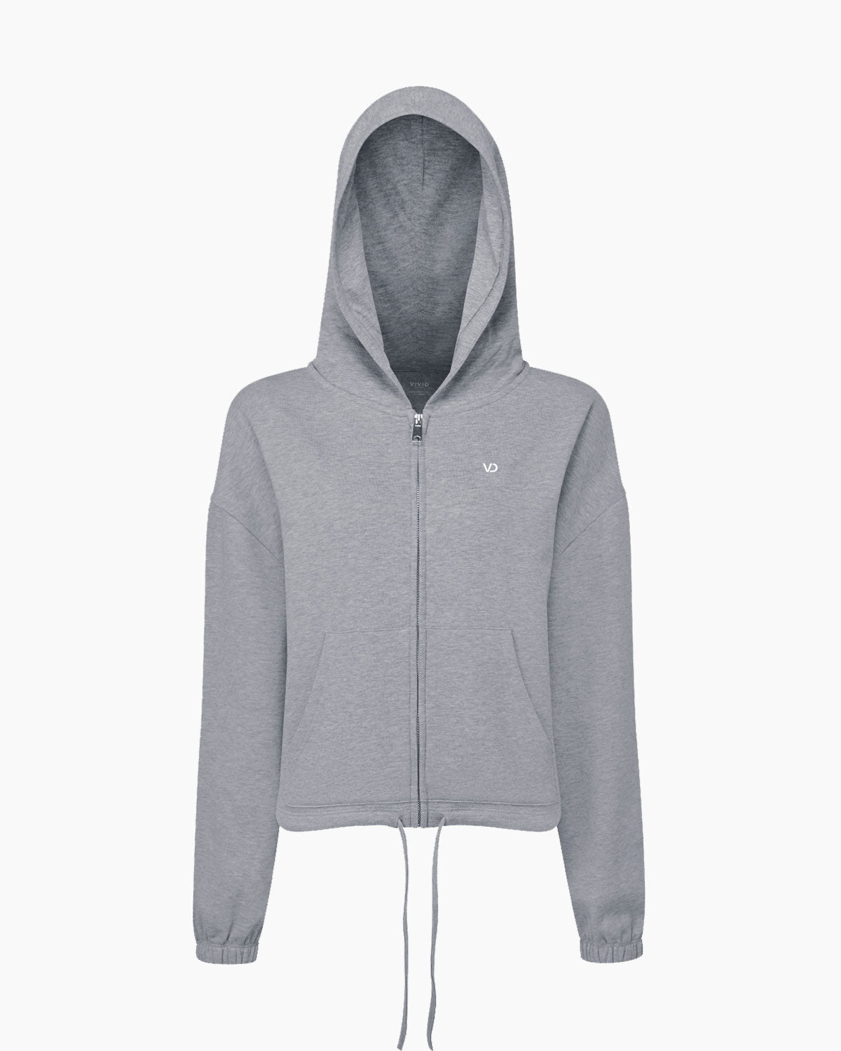 Übergroßer Damen Zip Kapuzenpullover mit Kordelzug Grey Heather von V I V I D