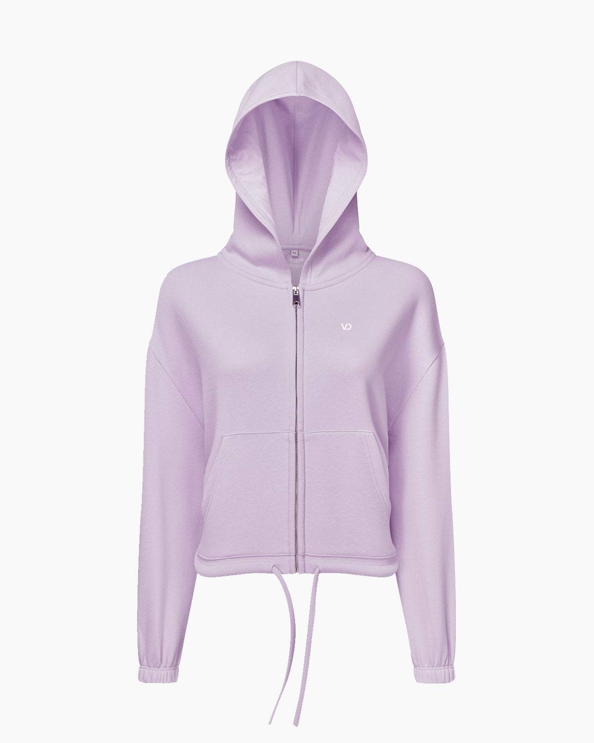 Übergroßer Damen Zip Kapuzenpullover mit Kordelzug Lilac von V I V I D